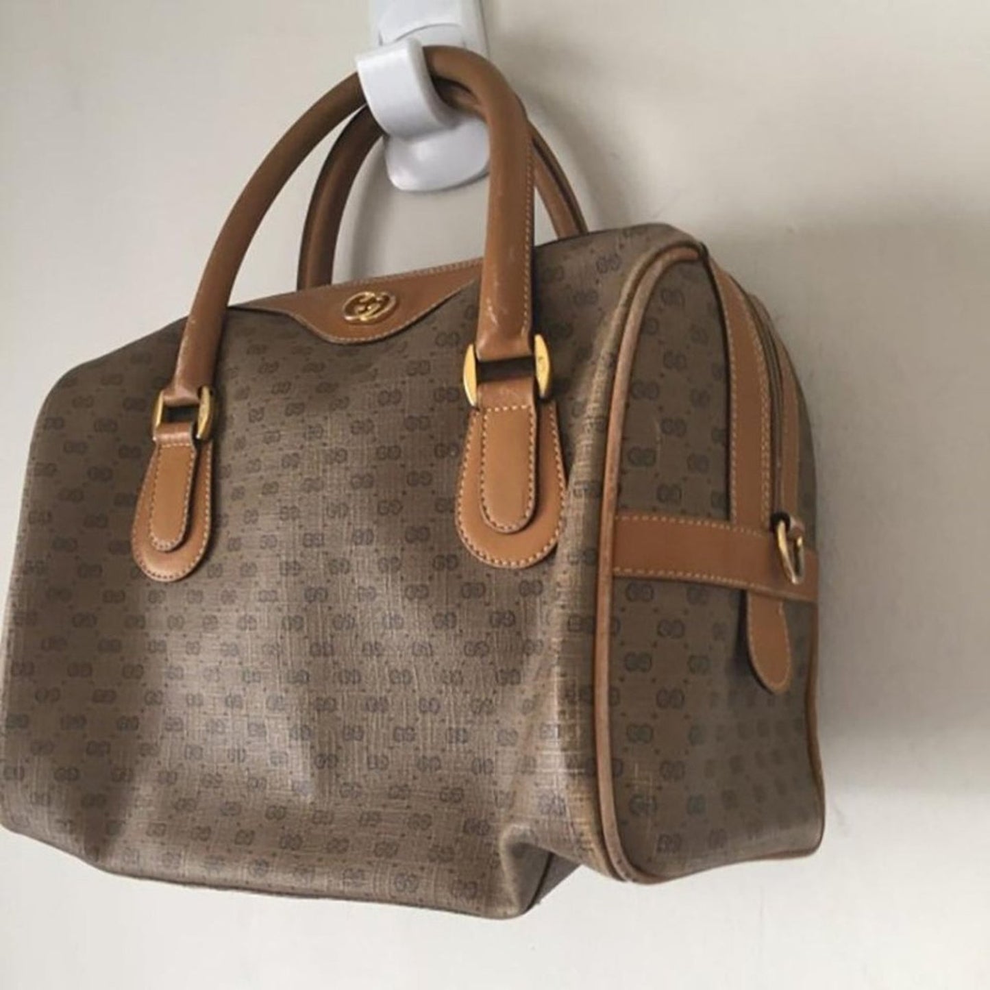Gucci Boston Bag Monogrammed Vintage Brown Tote