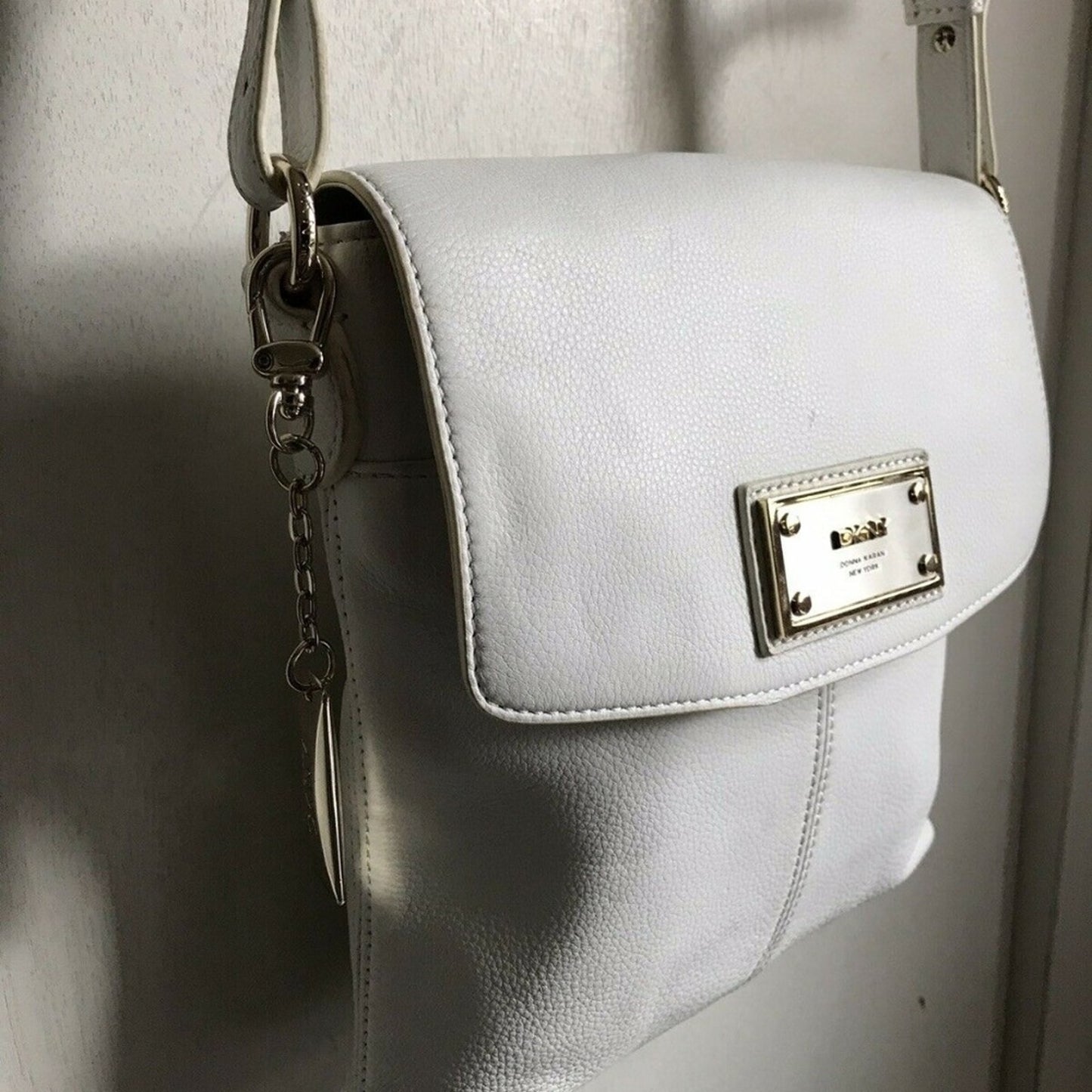 DKNY Small White Leather Crossbody Bag
