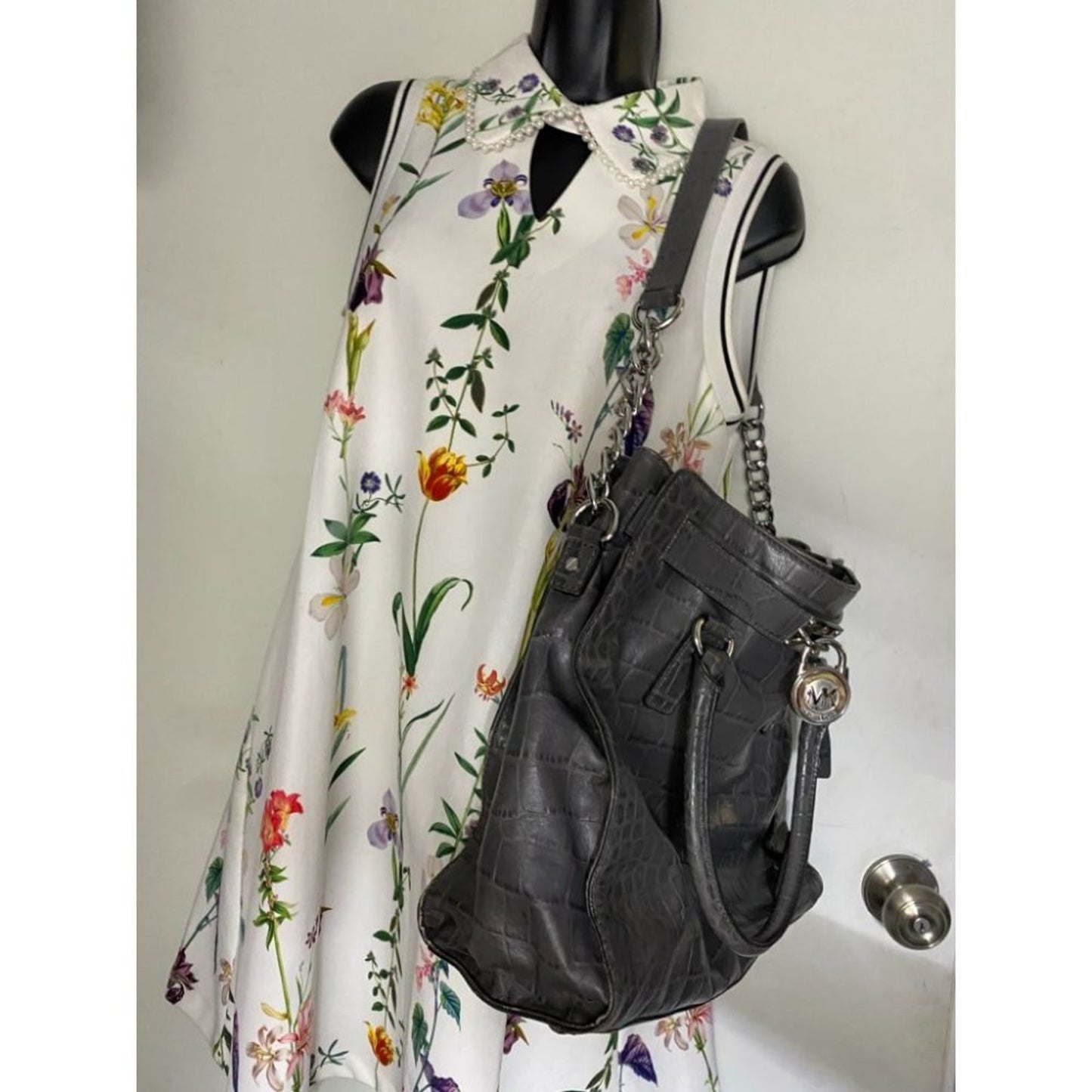 Michael Kors Leather Olive Black Hamilton Bag