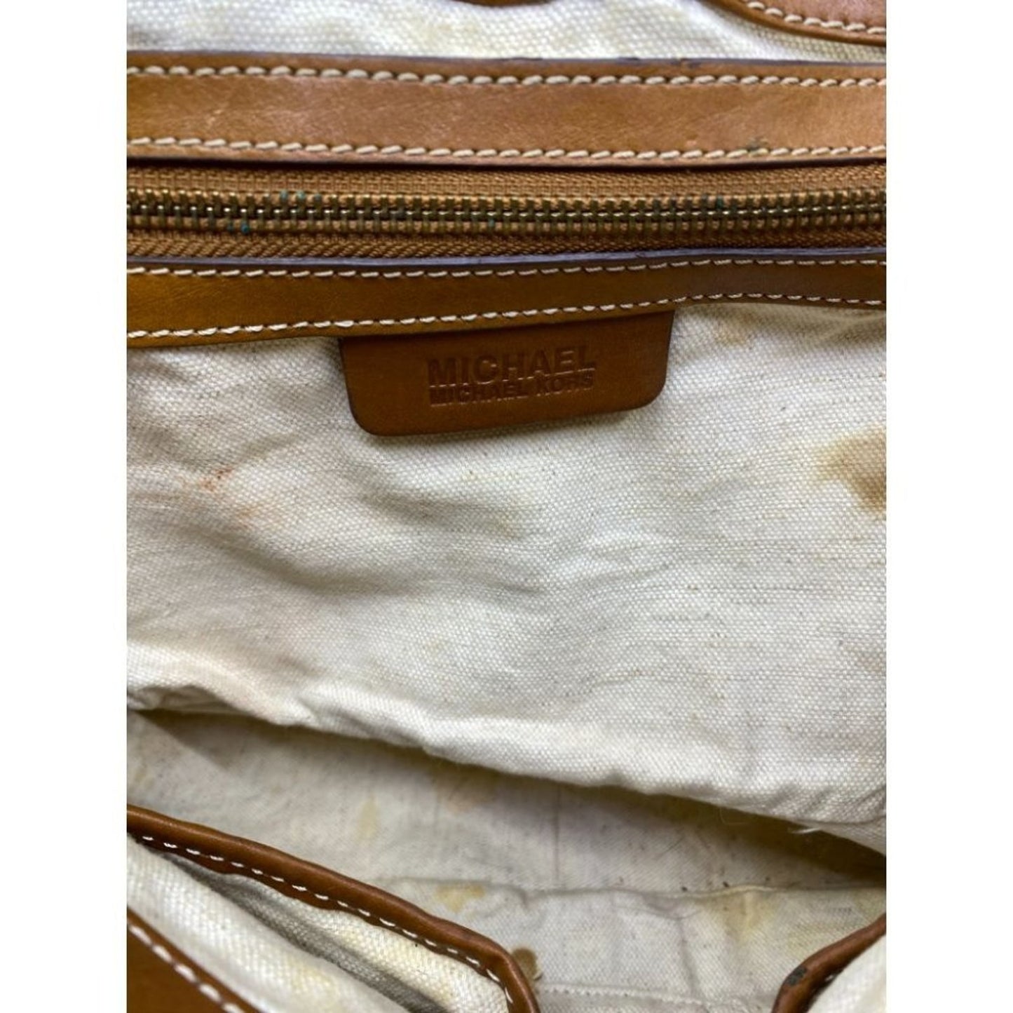 Michael Kors Yellow Brown Woven Tote Bag
