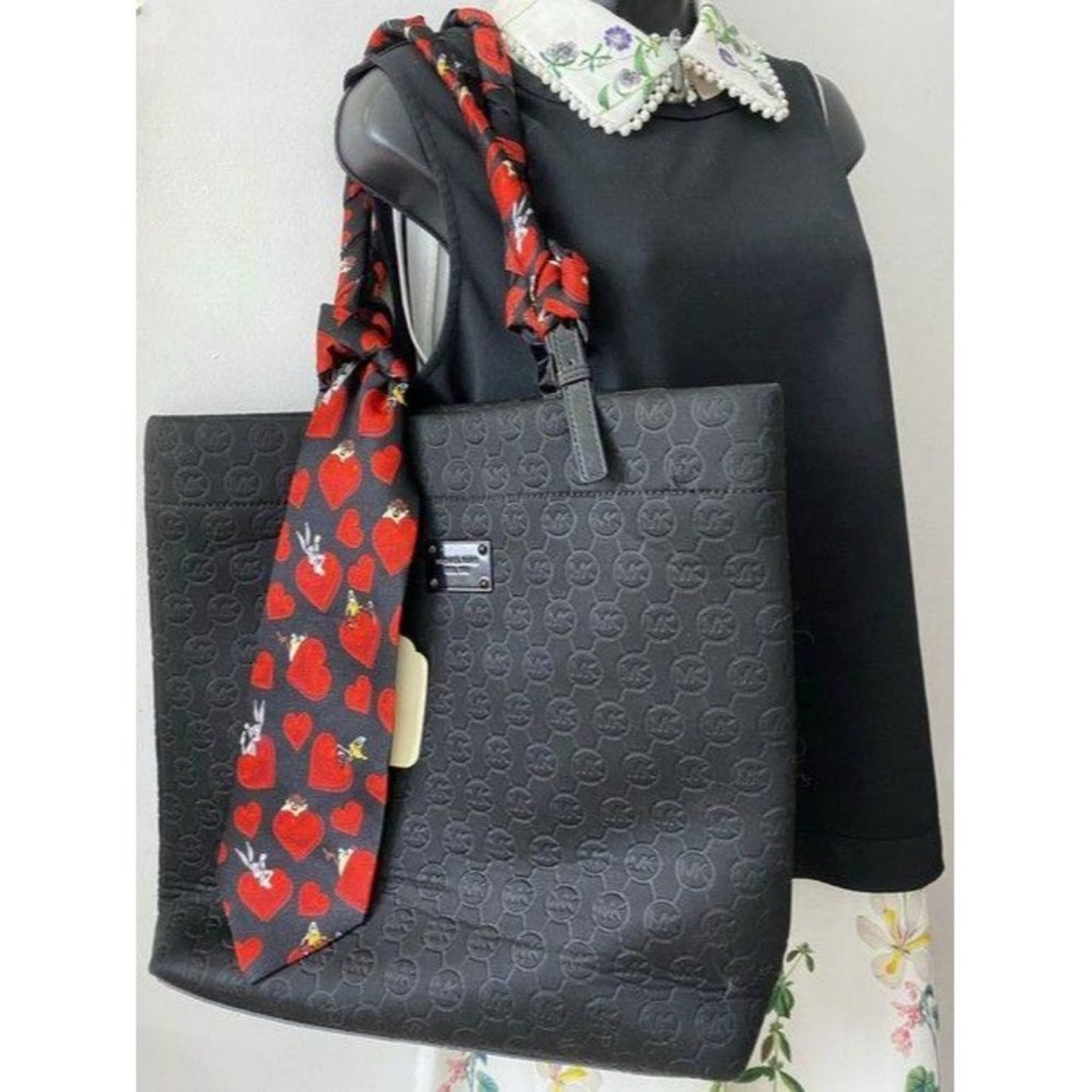 michael kors w customized w tie sash black tote