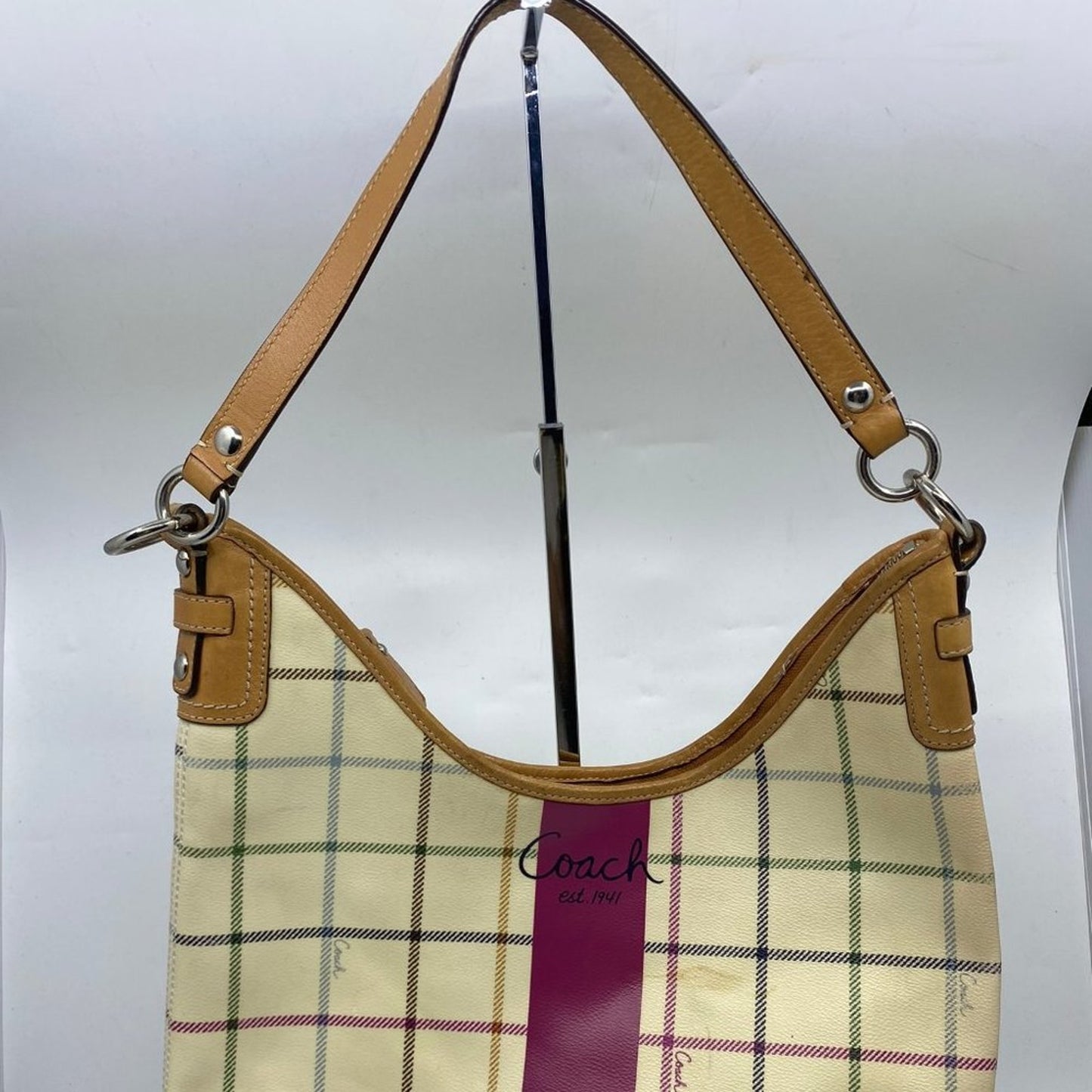 COACH M Yellow Brown Coated Canvas Shoulder Bag