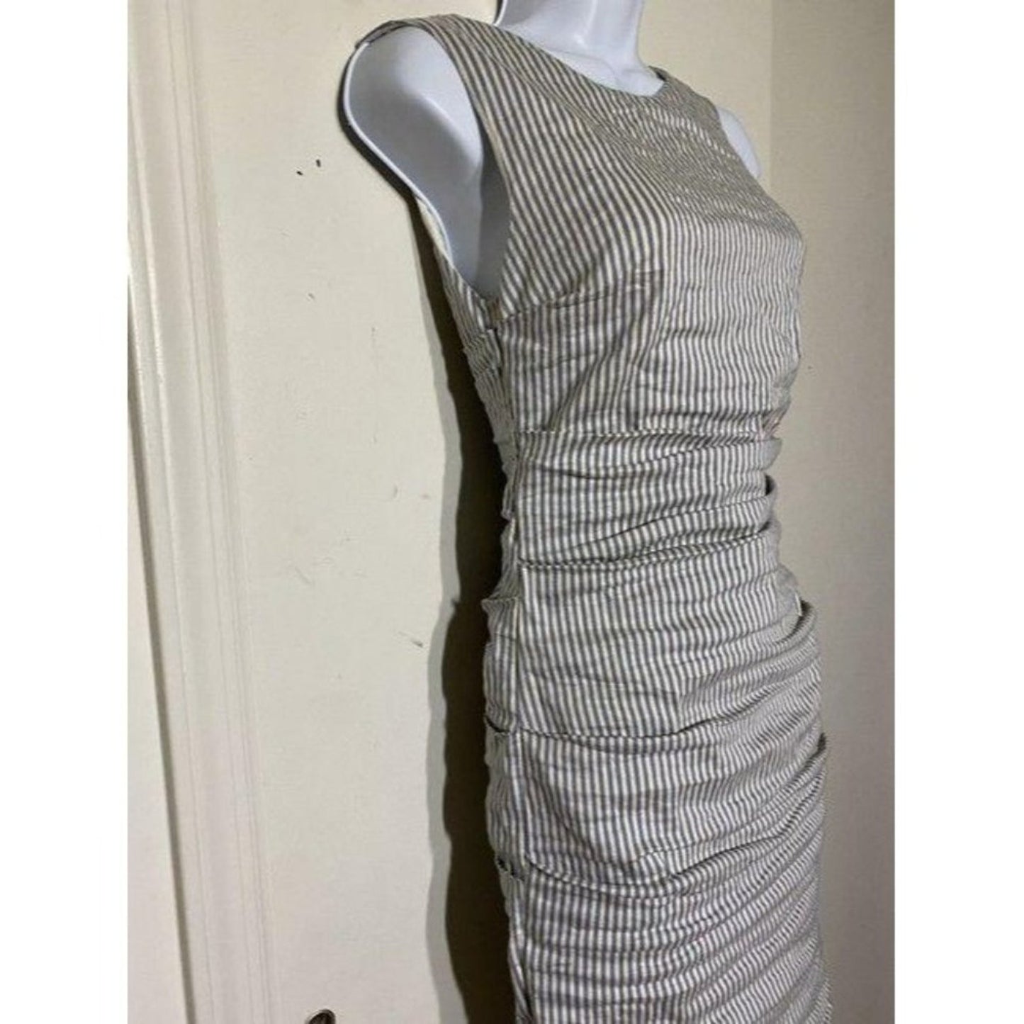 nicole miller new ruched linen striped msrp