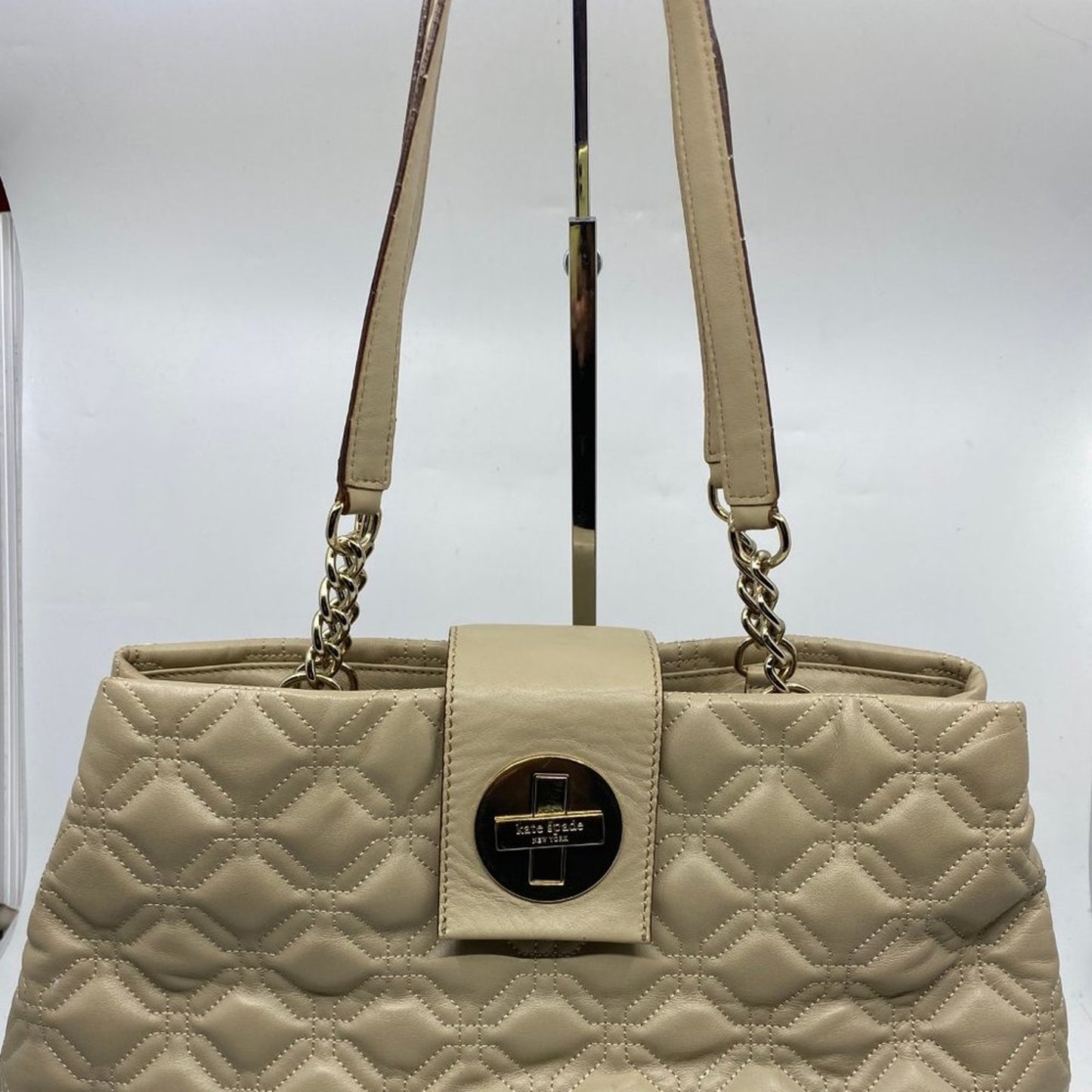 Kate Spade Tan Large Quilted Leather Tote Bag