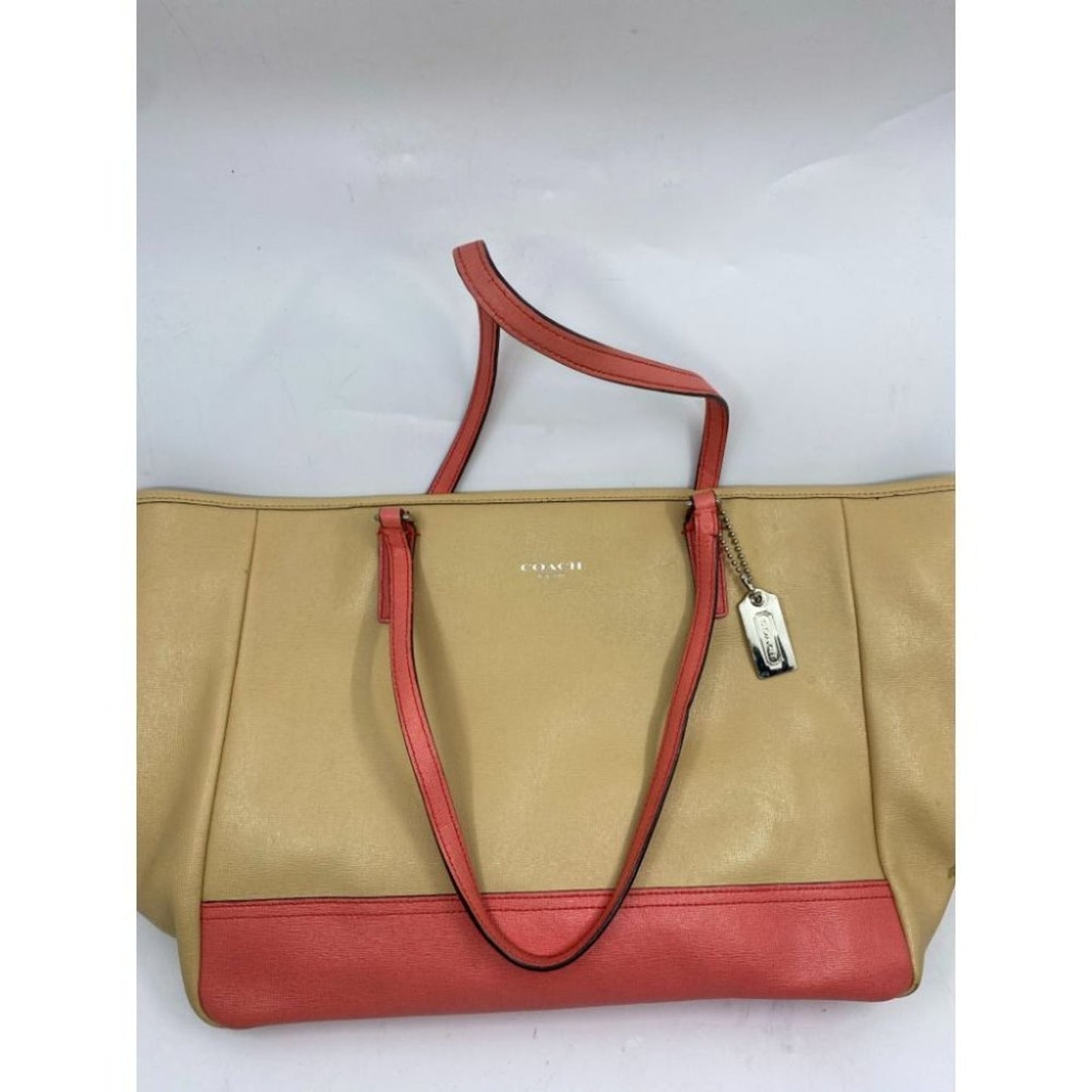 COACH Large Tan Orange Leather Tote/ Shoulder Bag
