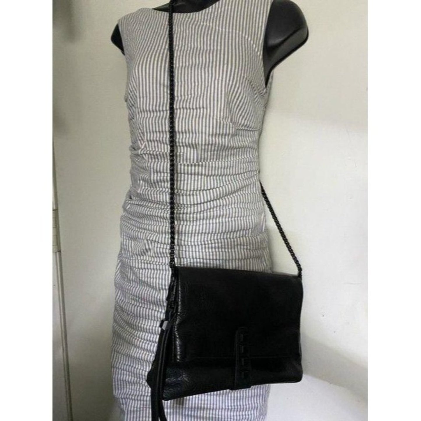 Nicole Miller Nwot Msrp Black Leather Cross Body B