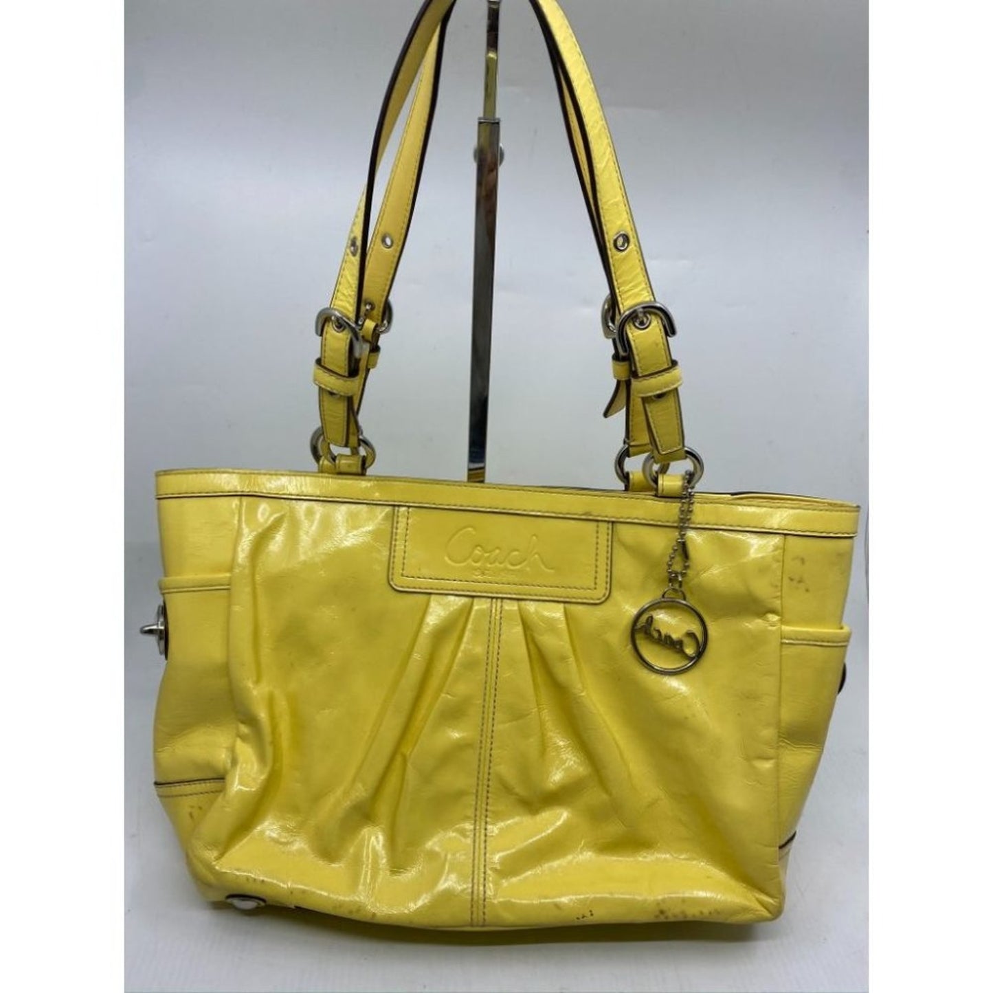COACH Medium Patent Leather Shoulder Bag Yellow