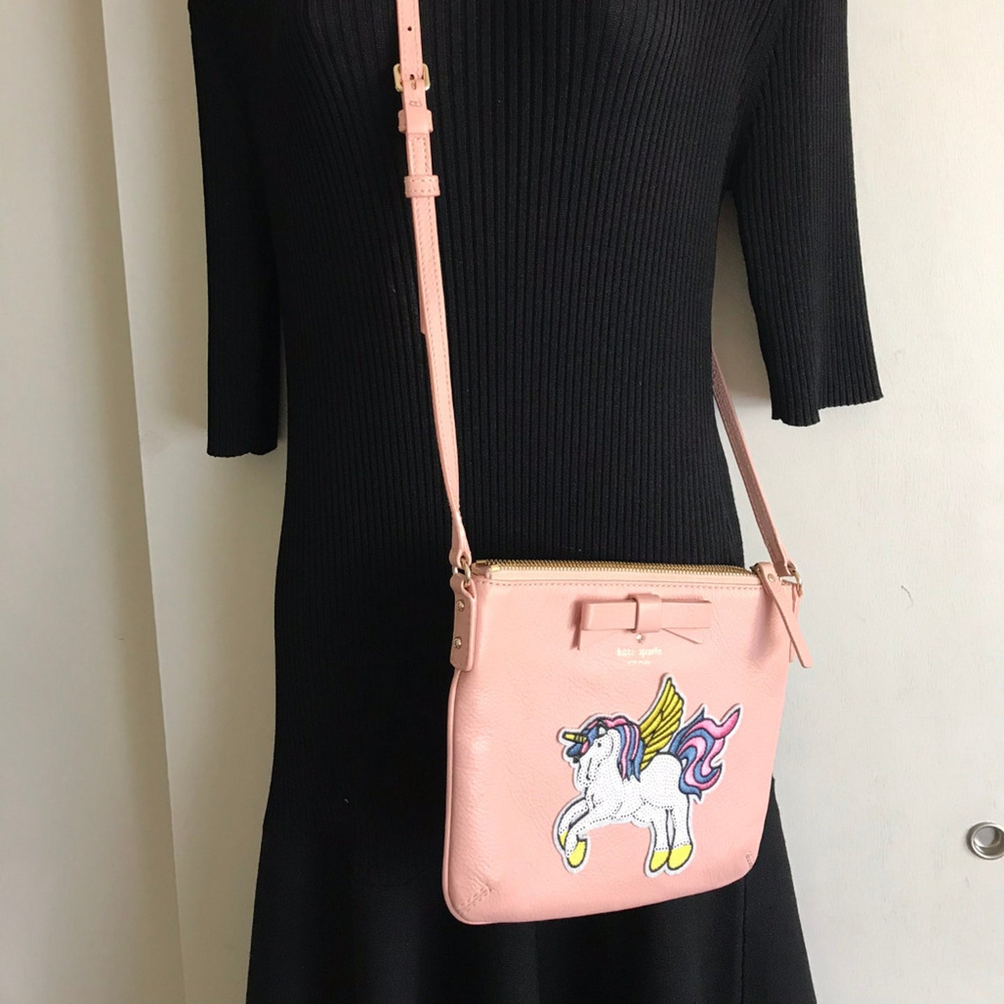 Kate Spade Pink Leather Customized Crossbody Bag