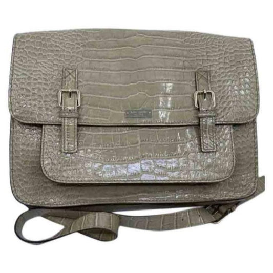 KATE SPADE Tan Patent Croc Embossed Messenger Bag