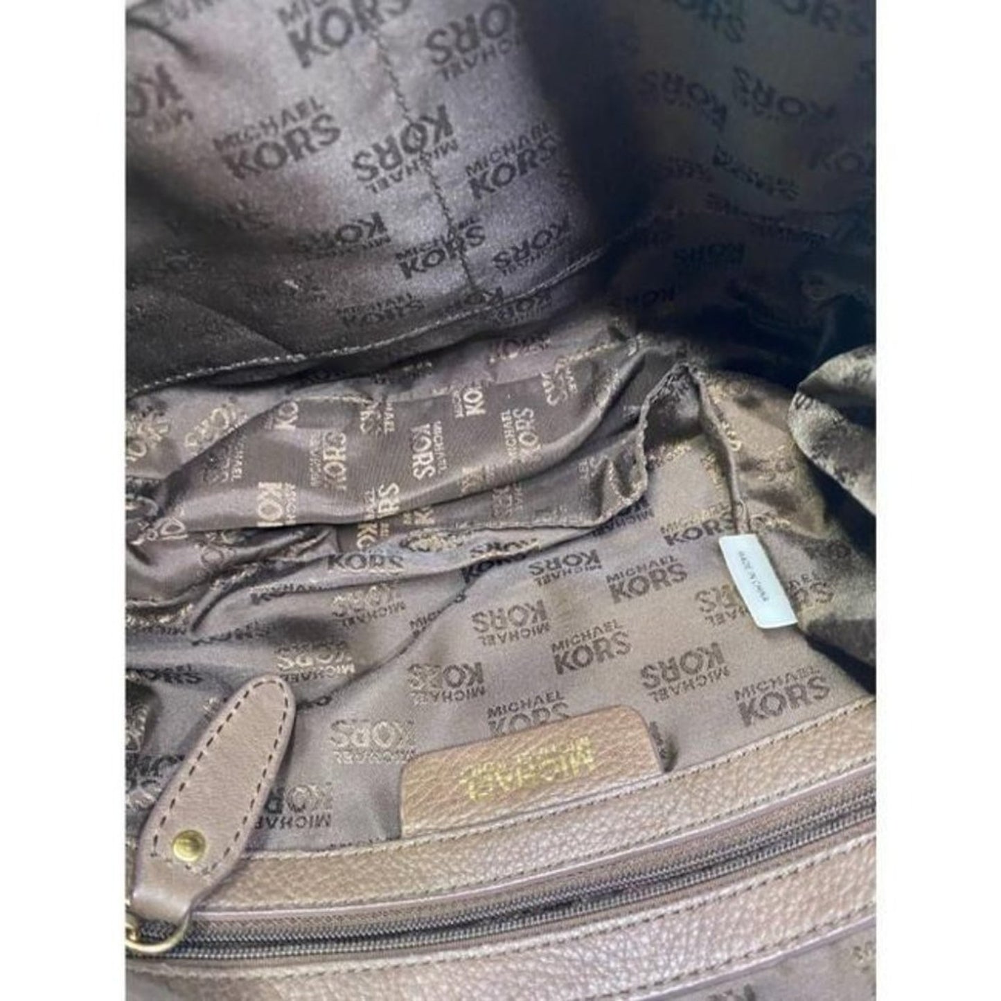 michael kors all over logo brown beige jacquard fa