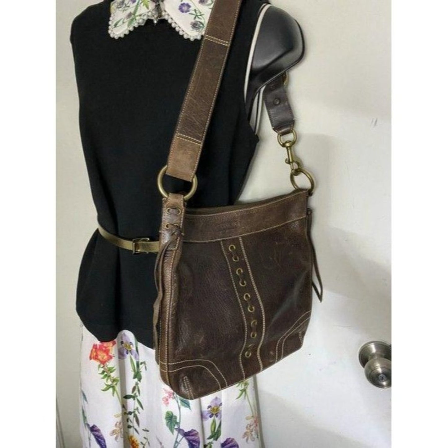 coach brown leather cross body bag