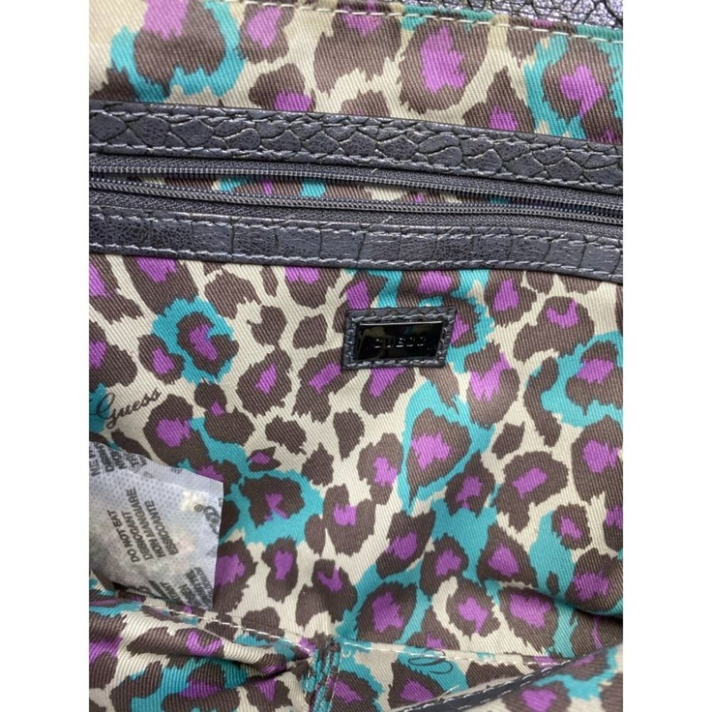 Guess Gray Snakeskin Faux Leather Shoulder Bag