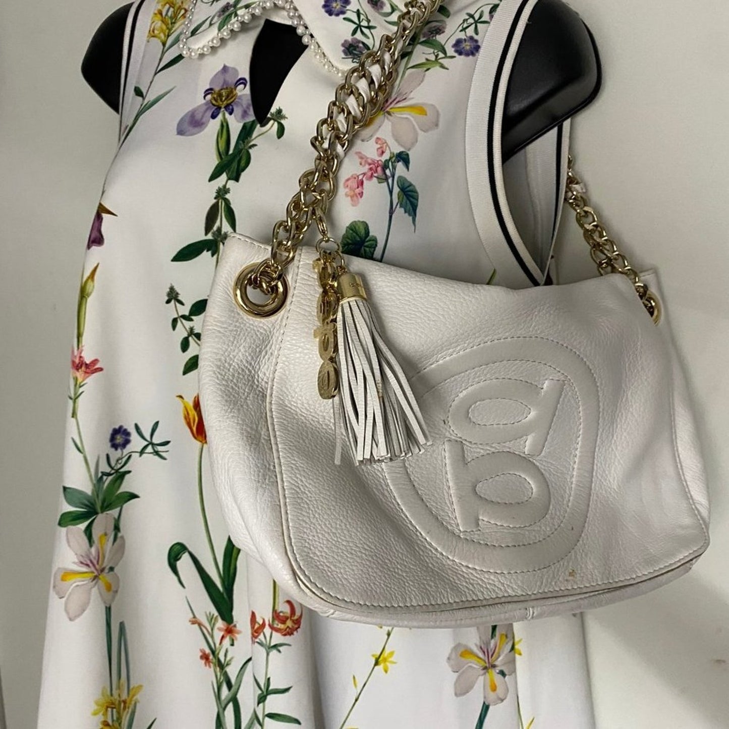 Bebe White Leather Shoulder Bag