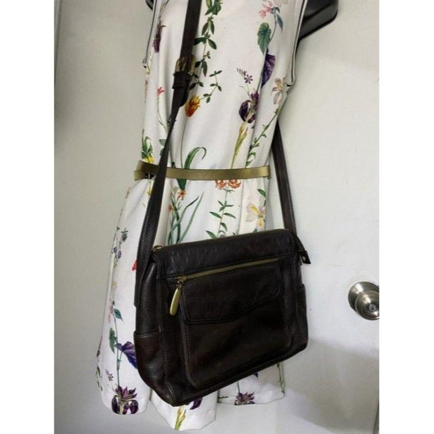 valerie stevens brown leather cross body bag
