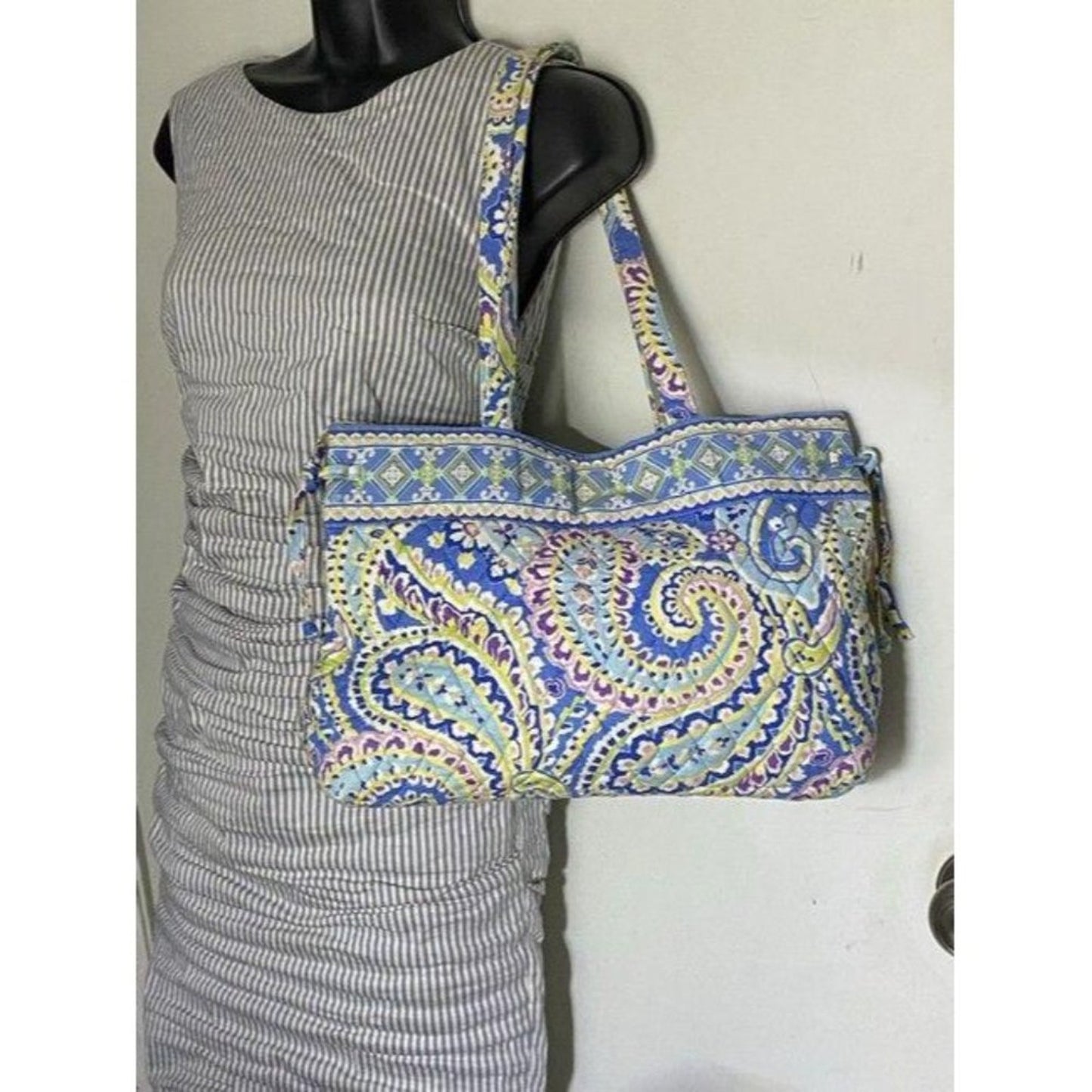 Vera Bradley Large Quilted Blue Purple Yellow Whit