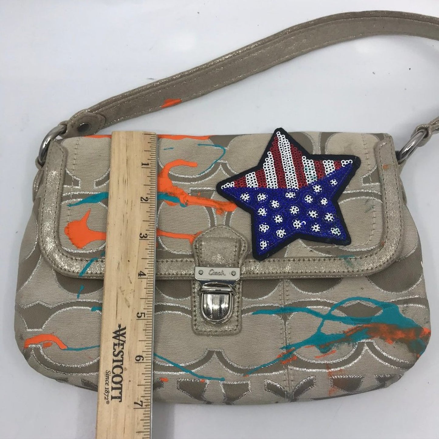 COACH Customized Tan Fabric Small Shoulder Bag