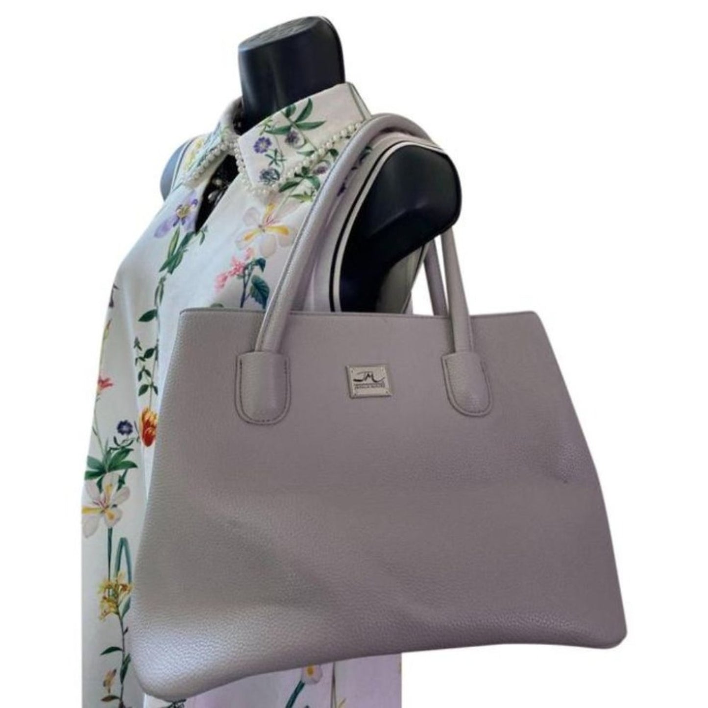 Jessica Moore Gray Faux Leather Shoulder Bag