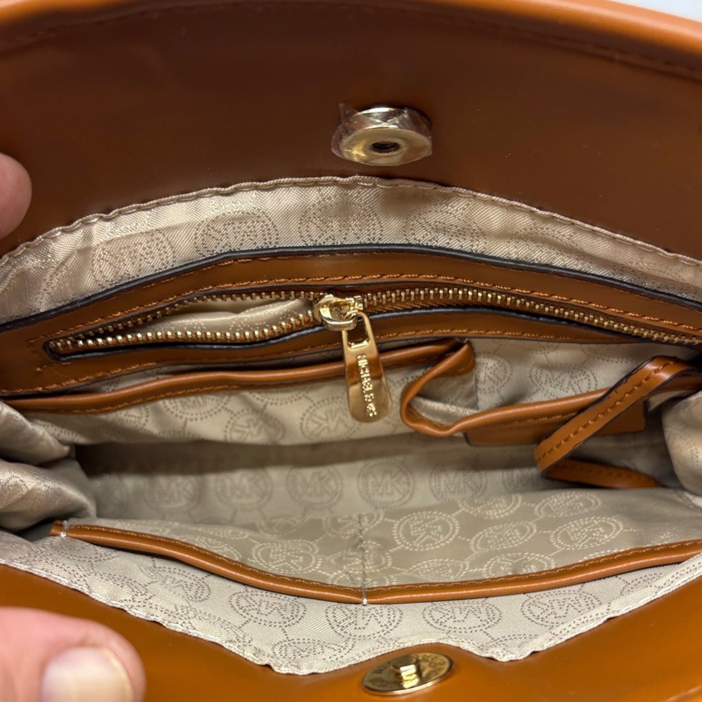 Michael Kors Blue and Brown Satchel