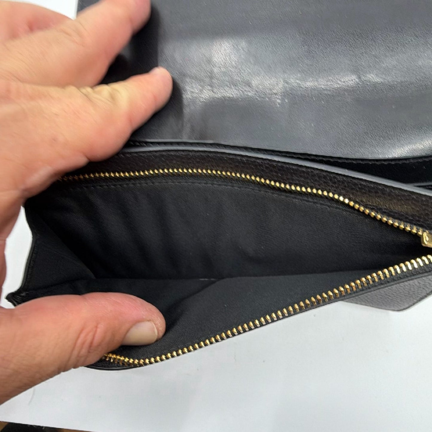 Coach Black Pebbled Leather Wallet on Chain
