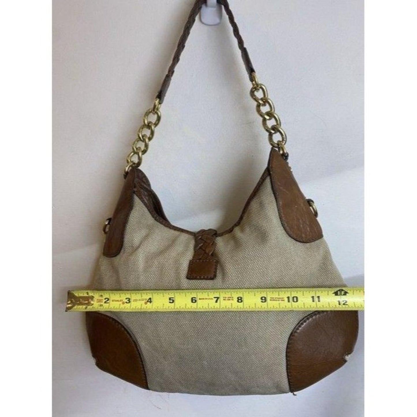 michael kors handbag tan brown fabric hobo bag