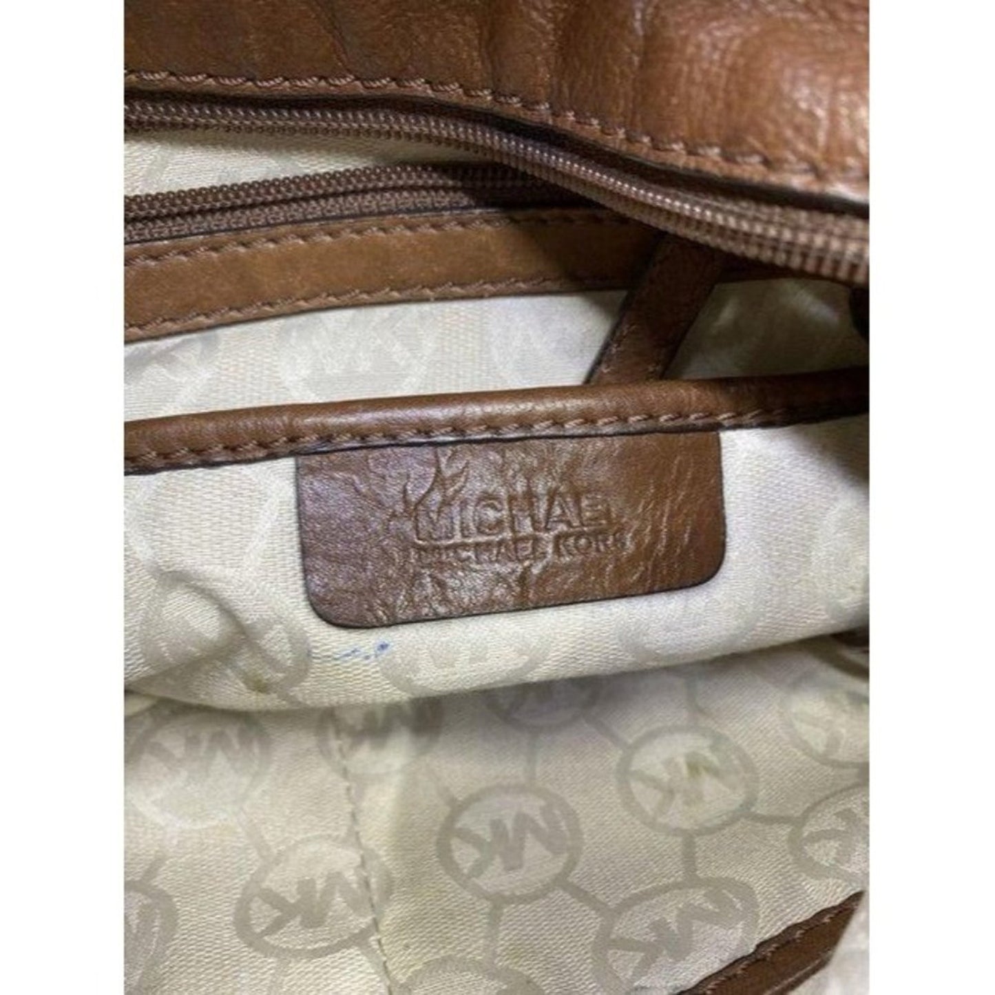 michael kors handbag tan brown fabric hobo bag