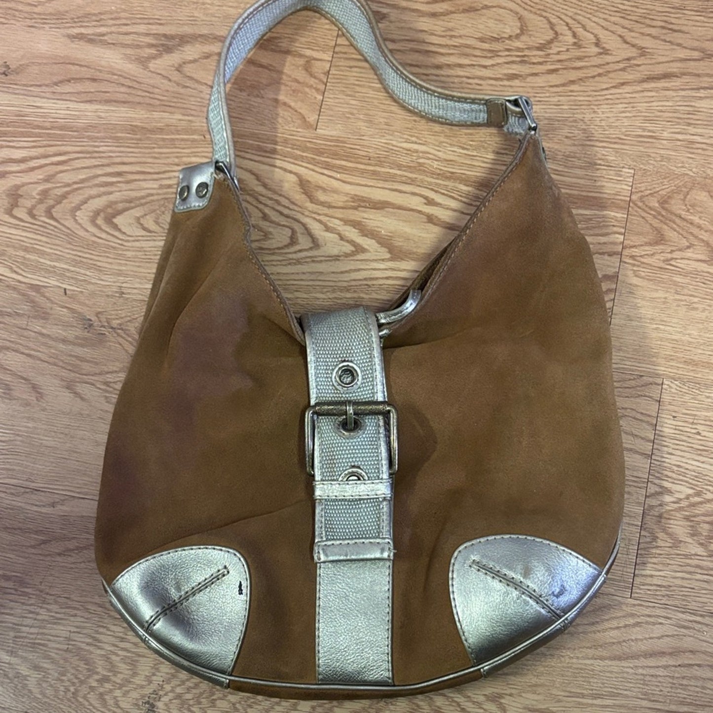 Michael Kors Tan and Silver Hobo Bag