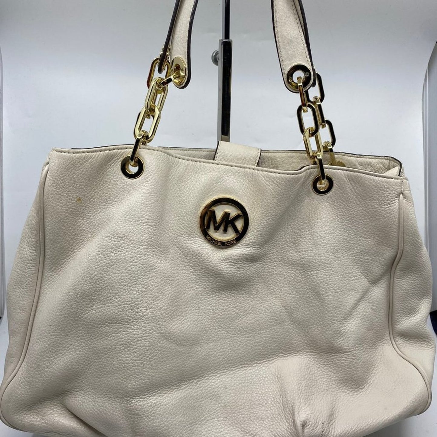 Michael Kors White large leather shoulder bag