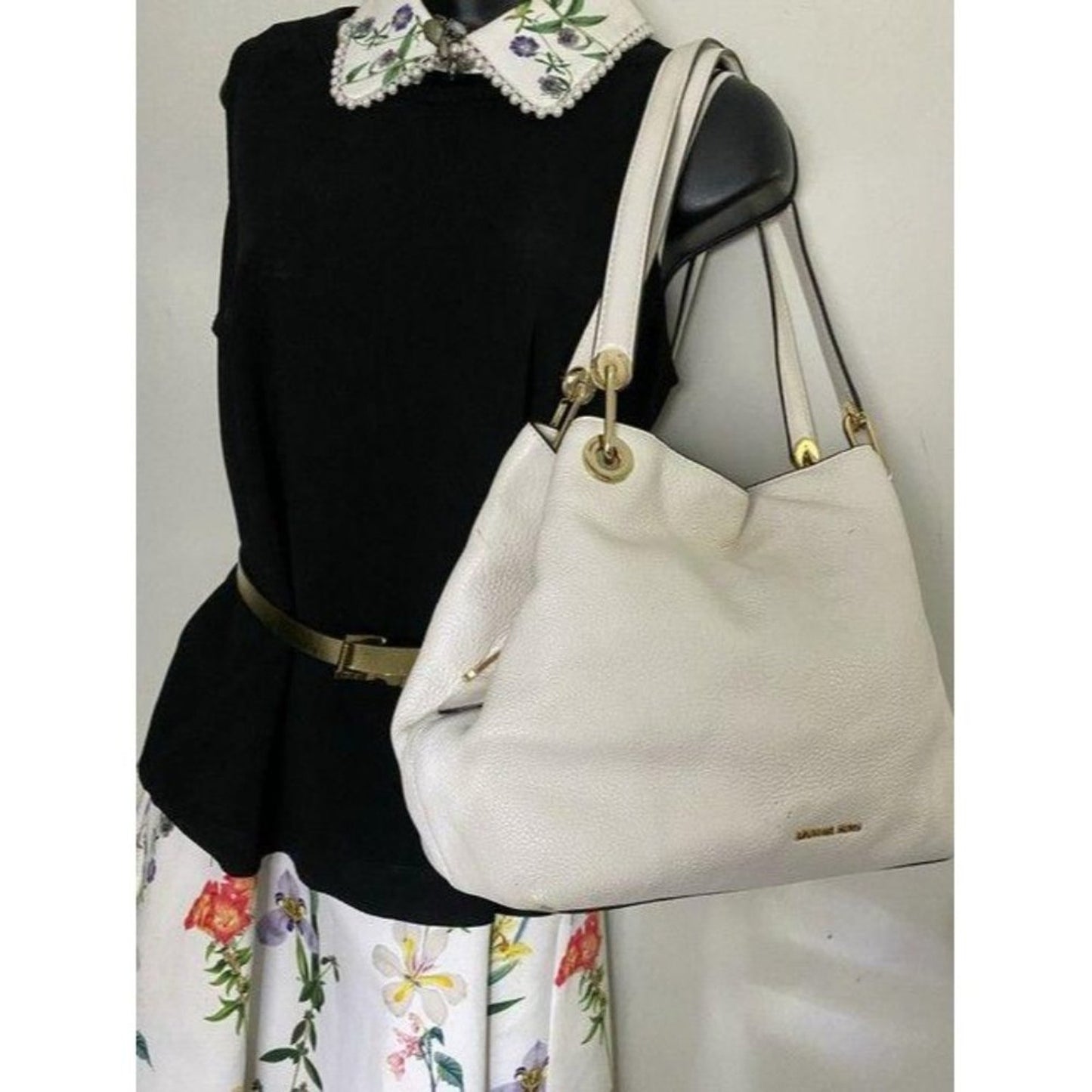michael kors white leather shoulder bag