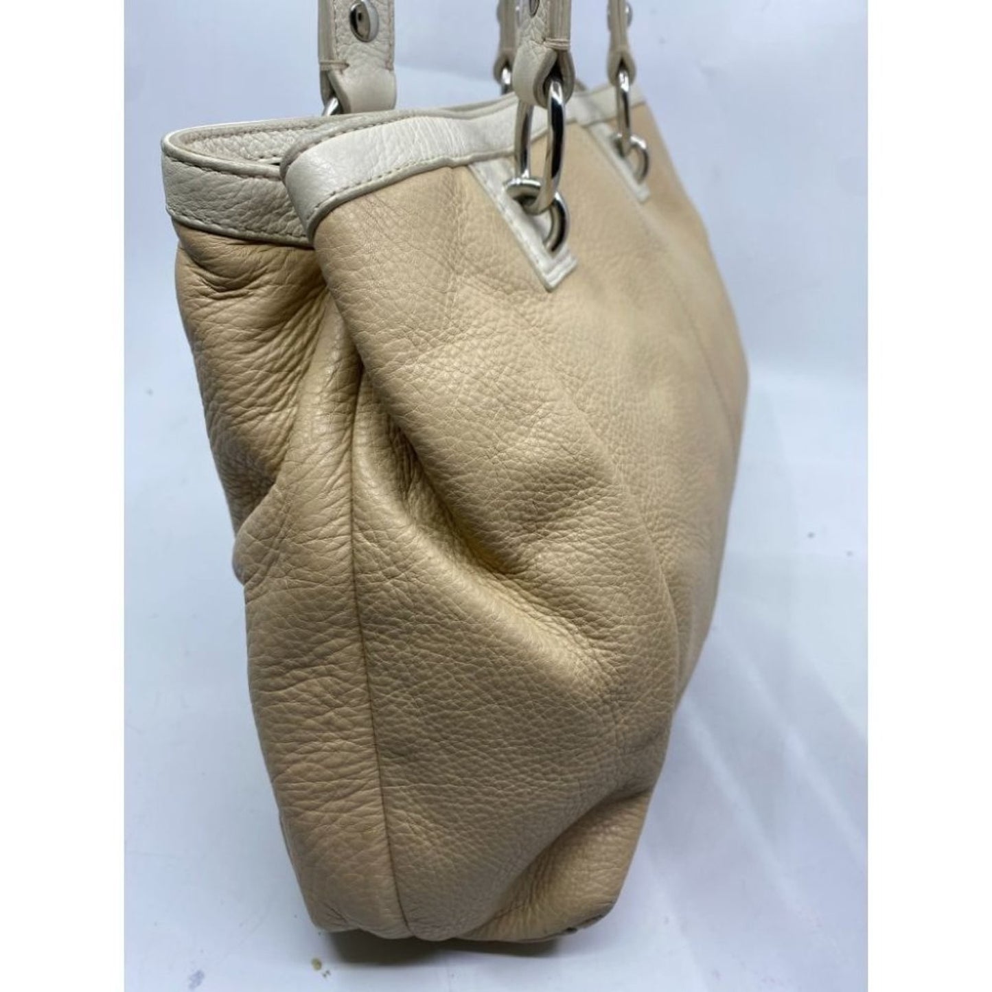 COACH Medium/ Large Leather Tan White Shoulder Bag