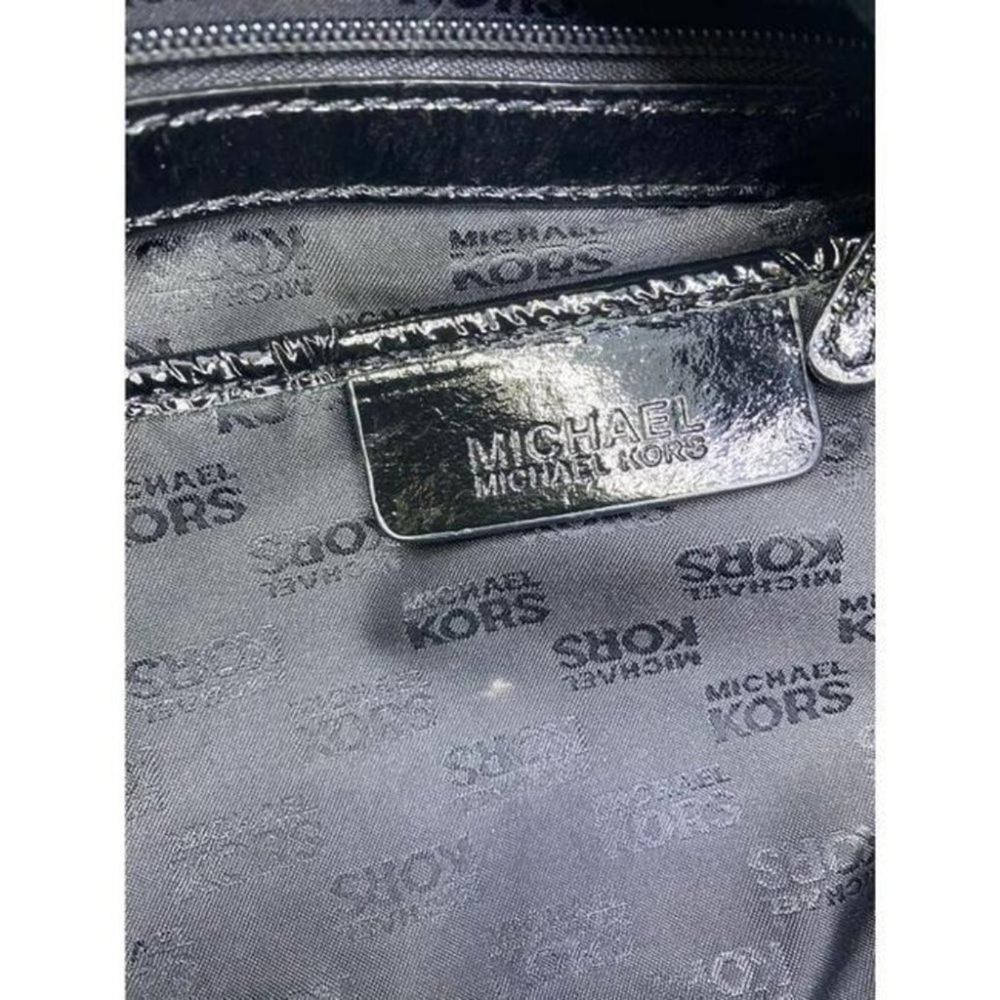 michael kors large black patent leather shoulder b