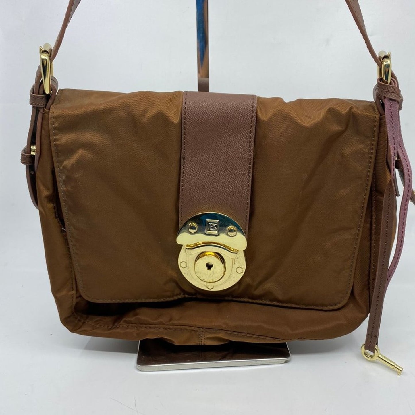 JPK Paris Brown Nylon Shoulder Bag