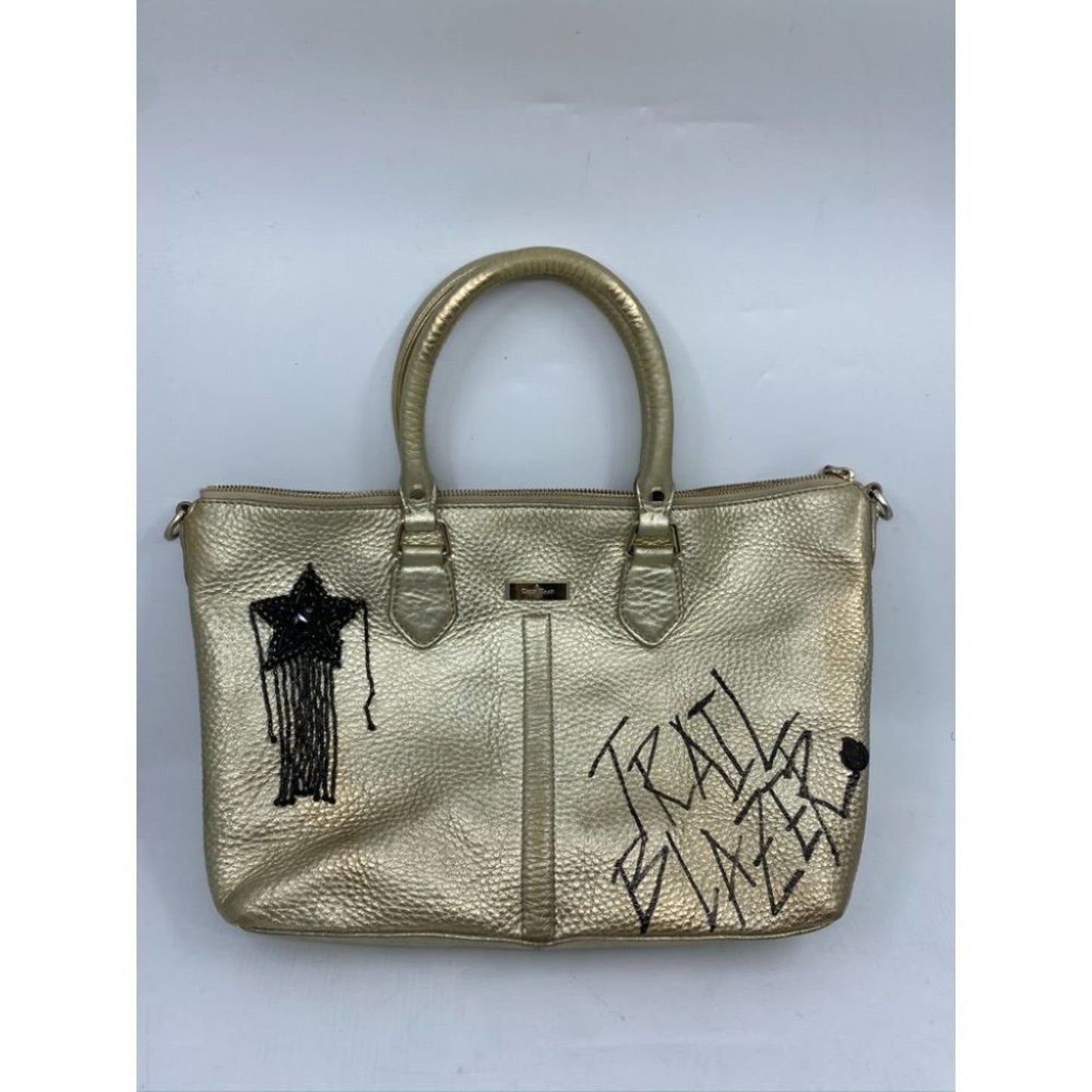COLE HAAN Tote Bag Gold Customized w Graffiti