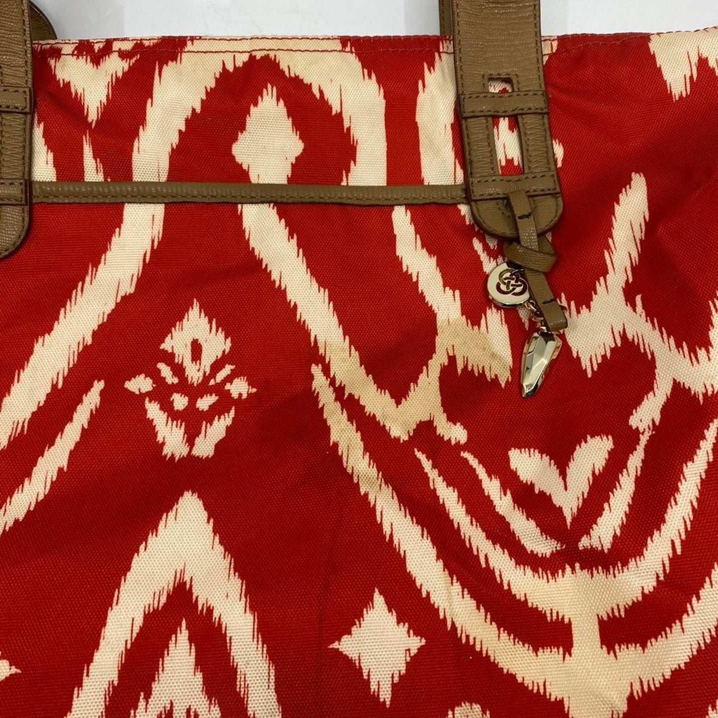 Stella & Dot Red Print Fabric Shoulder Bag