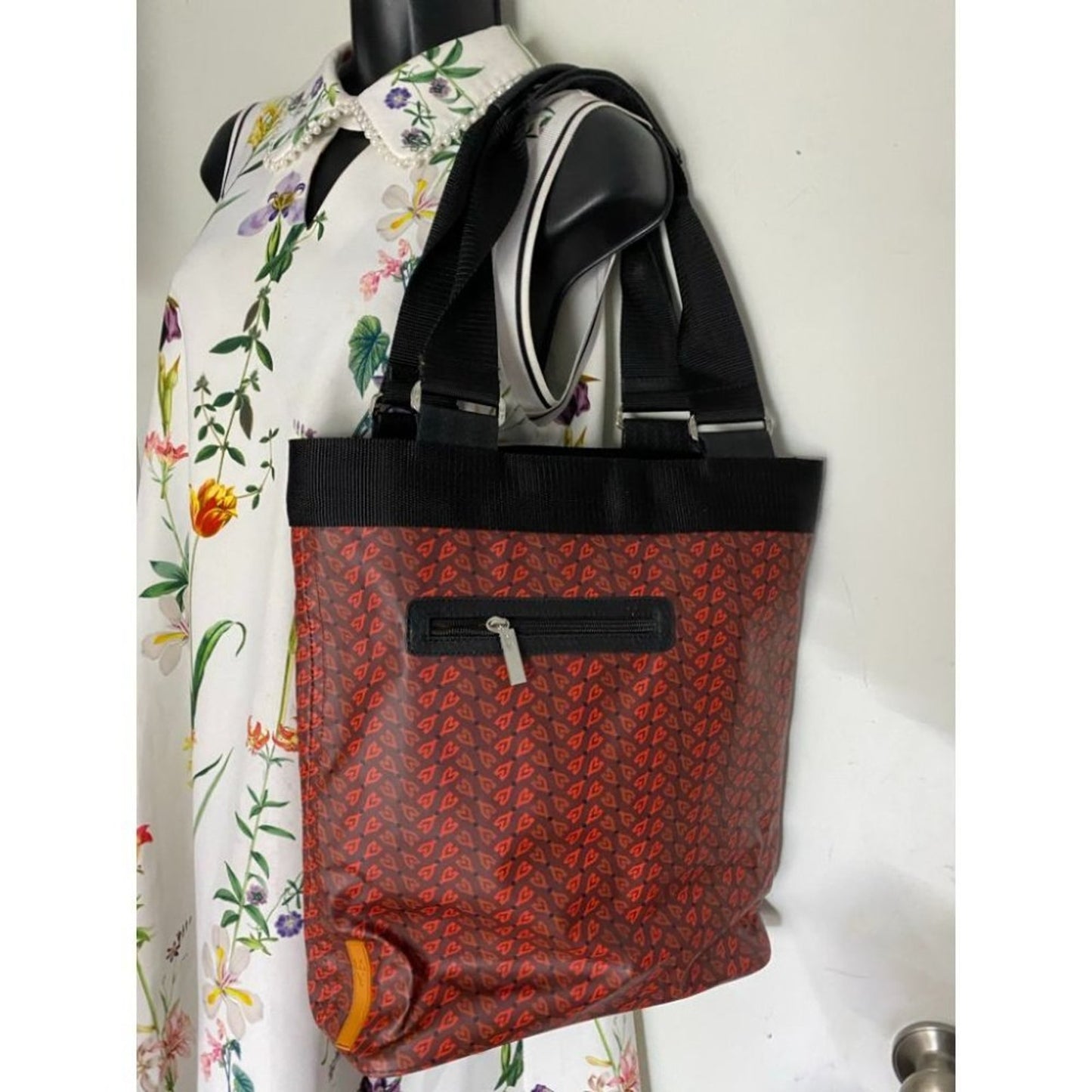 Oilcloth Orange Brown Large Nylon Tote Bag