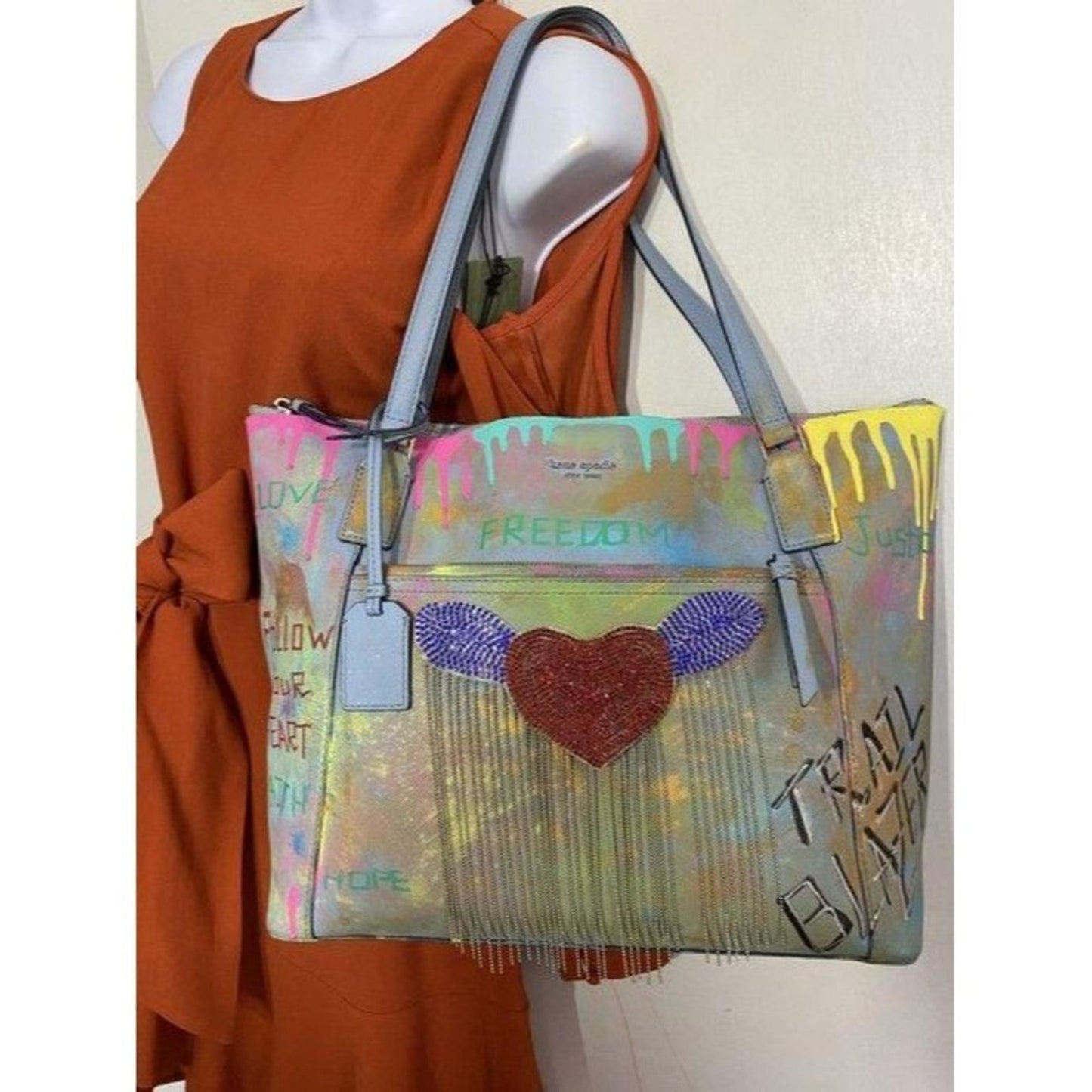 kate spade w handbag customized by me w graffi mul
