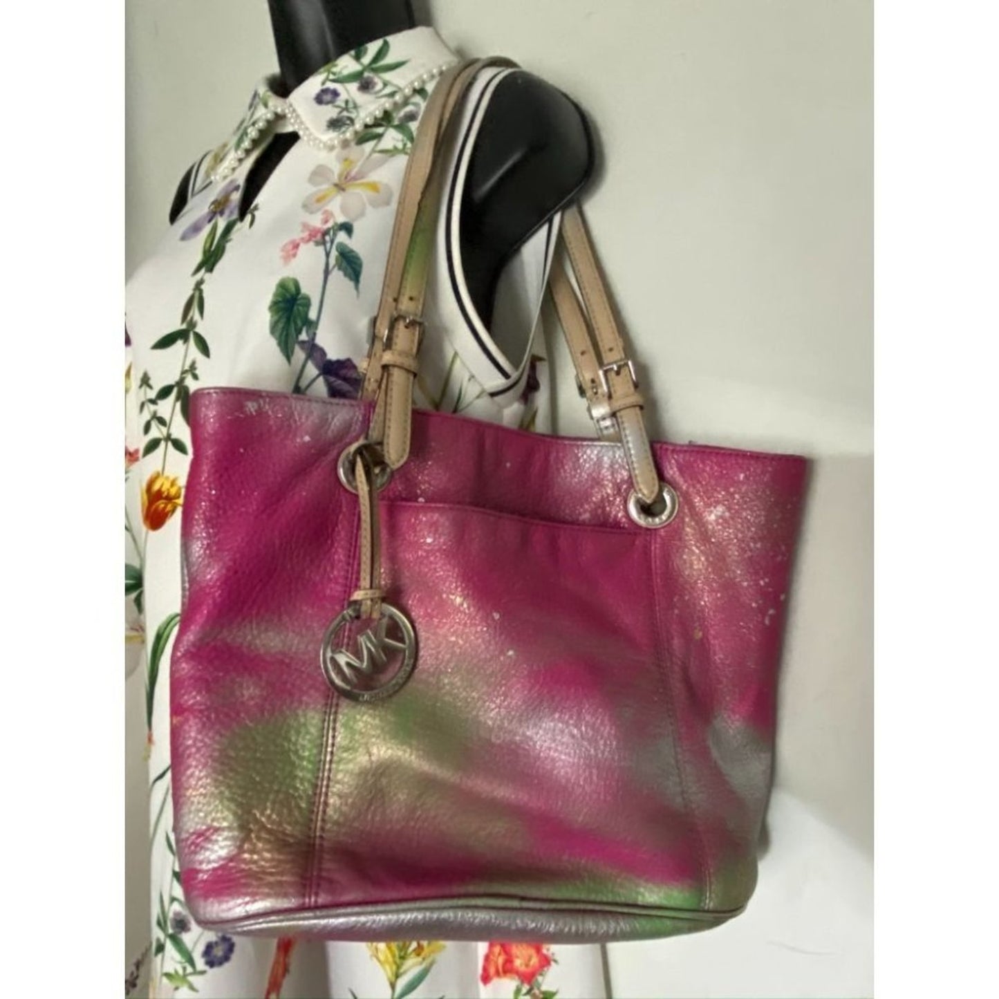 Michael Kors Leather Bag Customized Pink Gold