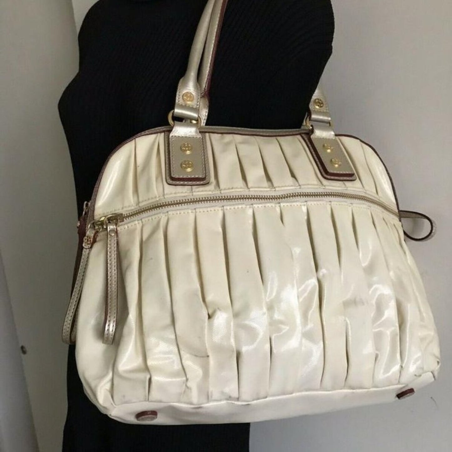 MZ Wallace Bea White Canvas Shoulder Bag