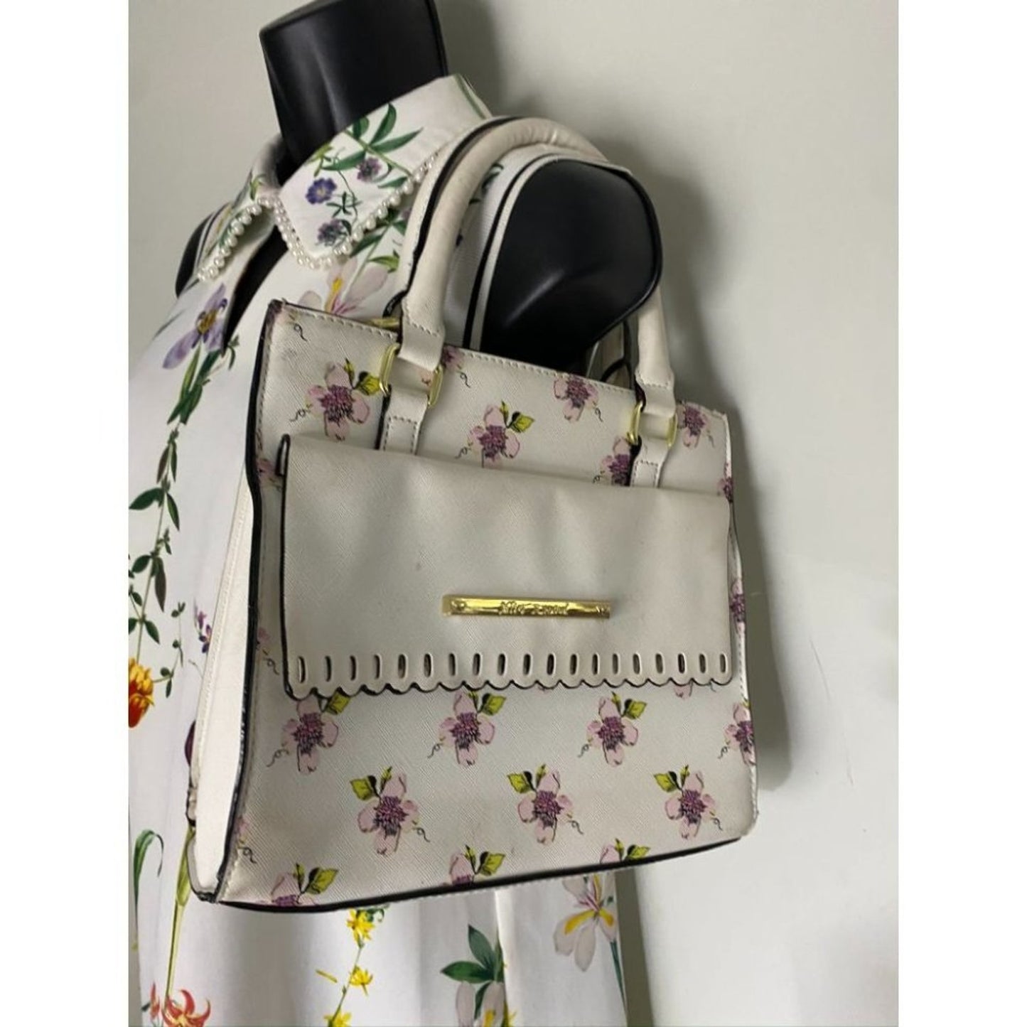 BETSEY JOHNSON Faux Leather Embellished Tote Bag