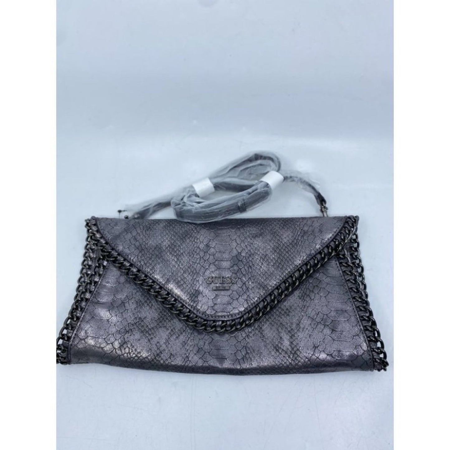 Guess Gray Snakeskin Faux Leather Shoulder Bag