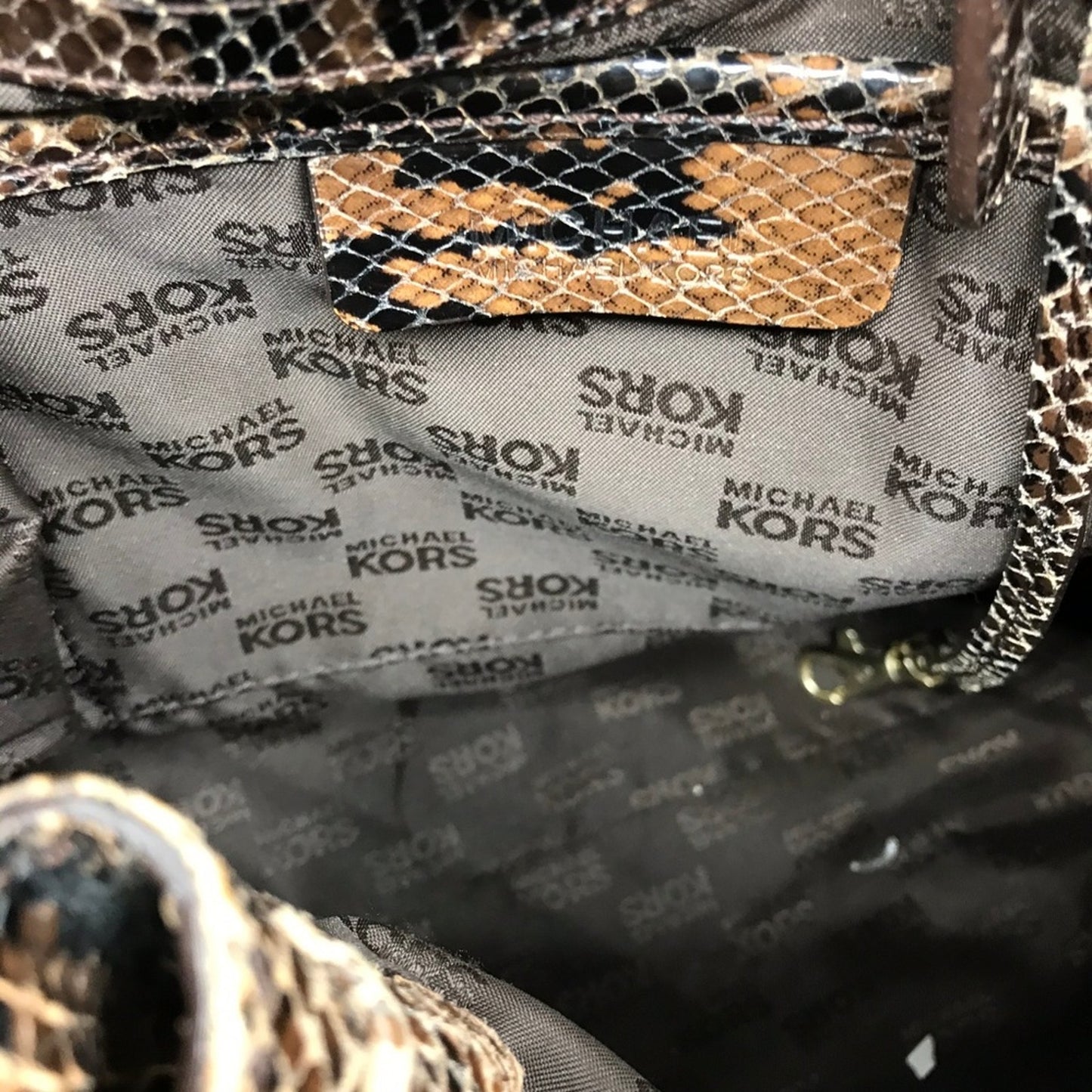 MICHAEL KORS Brown Python Leather Shoulder Bag
