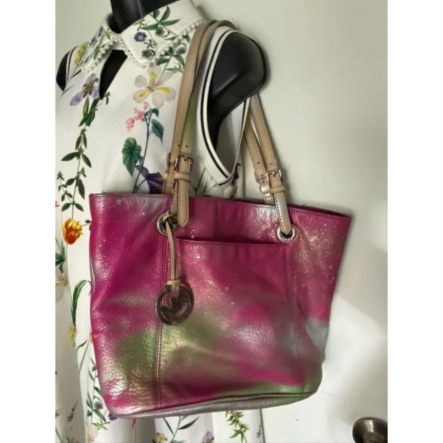 Michael Kors Leather Bag Customized Pink Gold