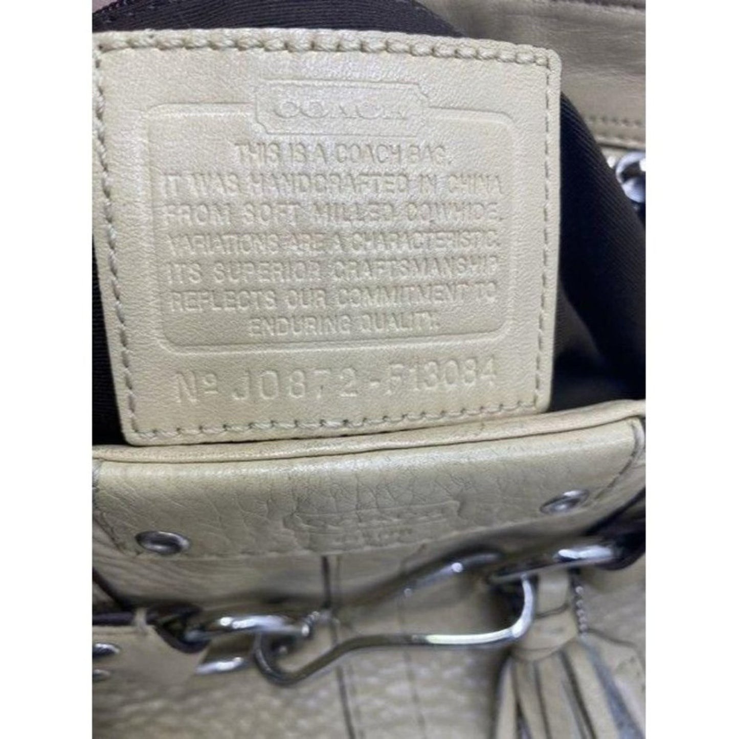 coach medium beige leather shoulder bag