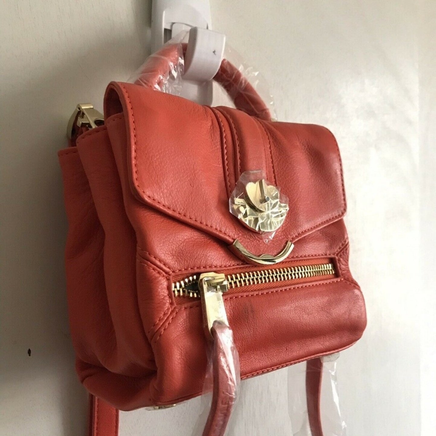 Cynthia Rowley Bright Red-Orange Mini Crossbody Ba