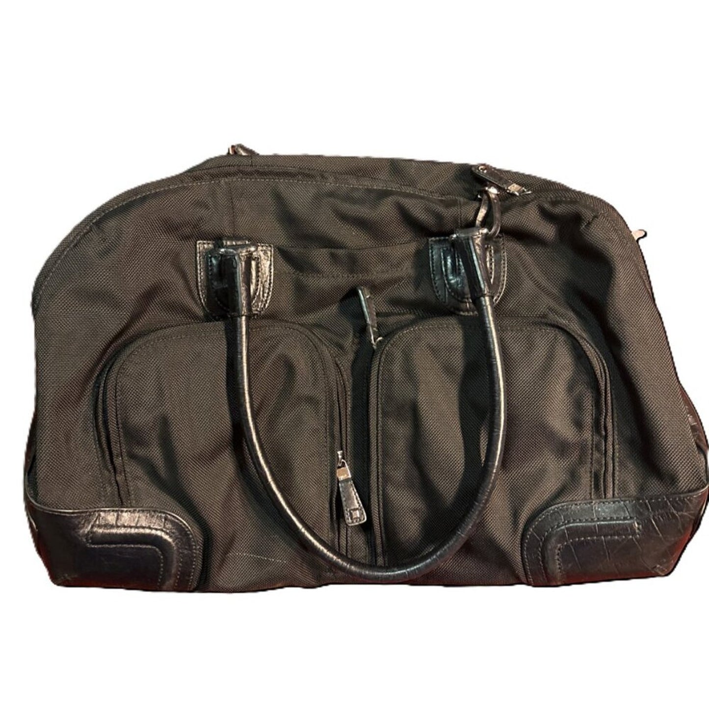 Tumi Black Nylon & Leather Duffle Travel Bag