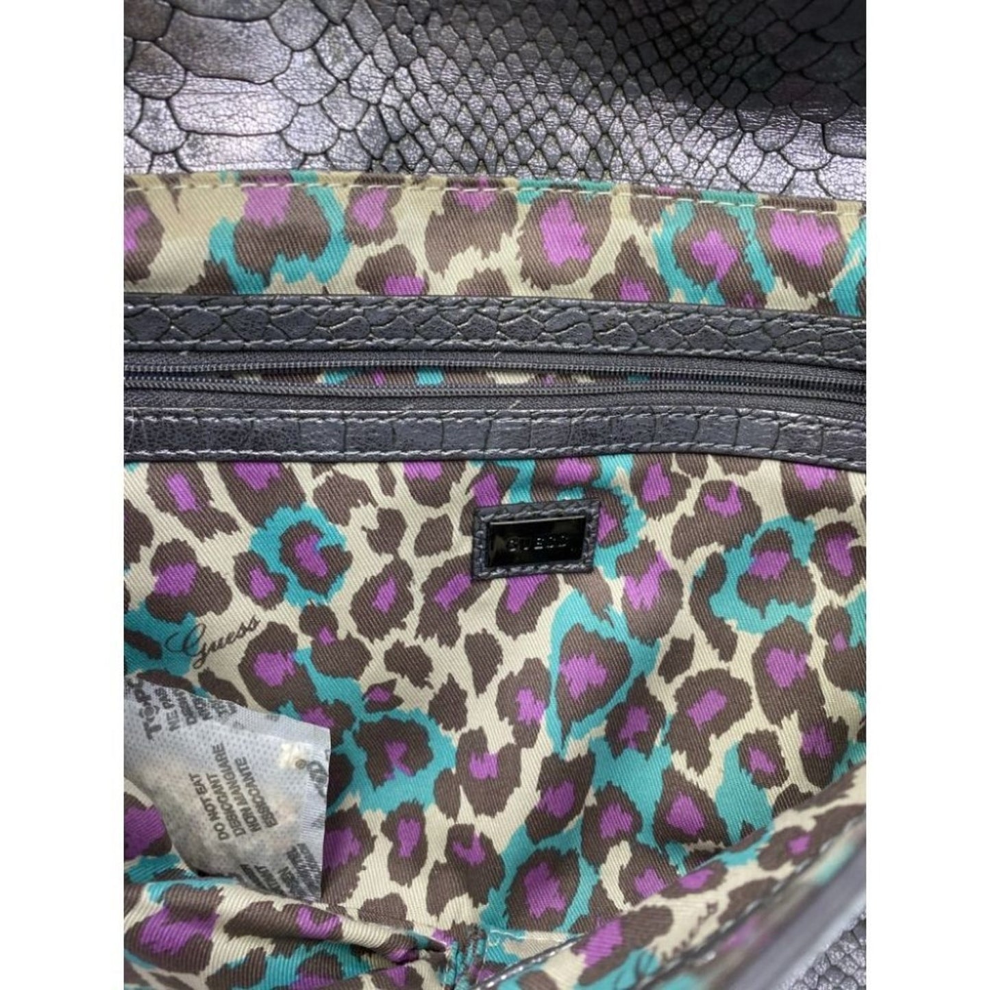 Guess Gray Snakeskin Faux Leather Shoulder Bag