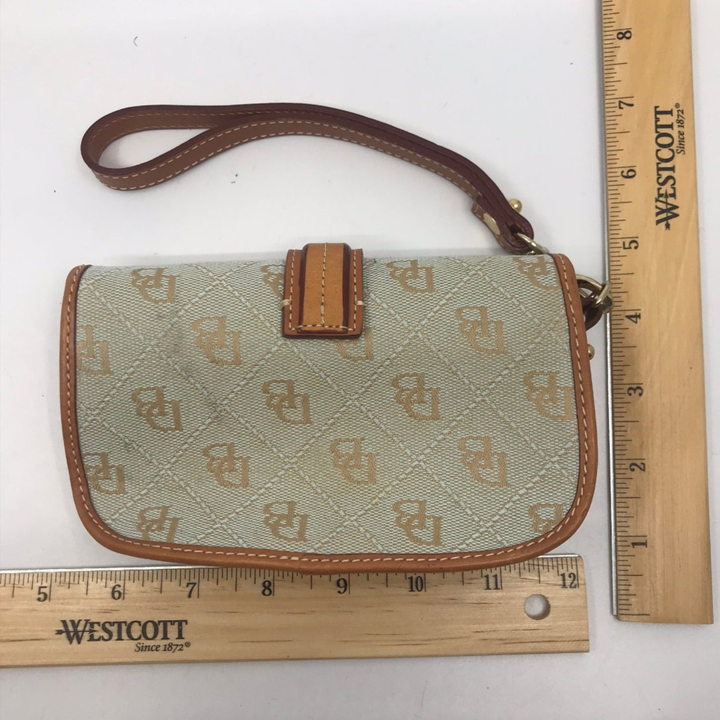 Dooney & Bourke Olive Green Brown Leather Wristlet