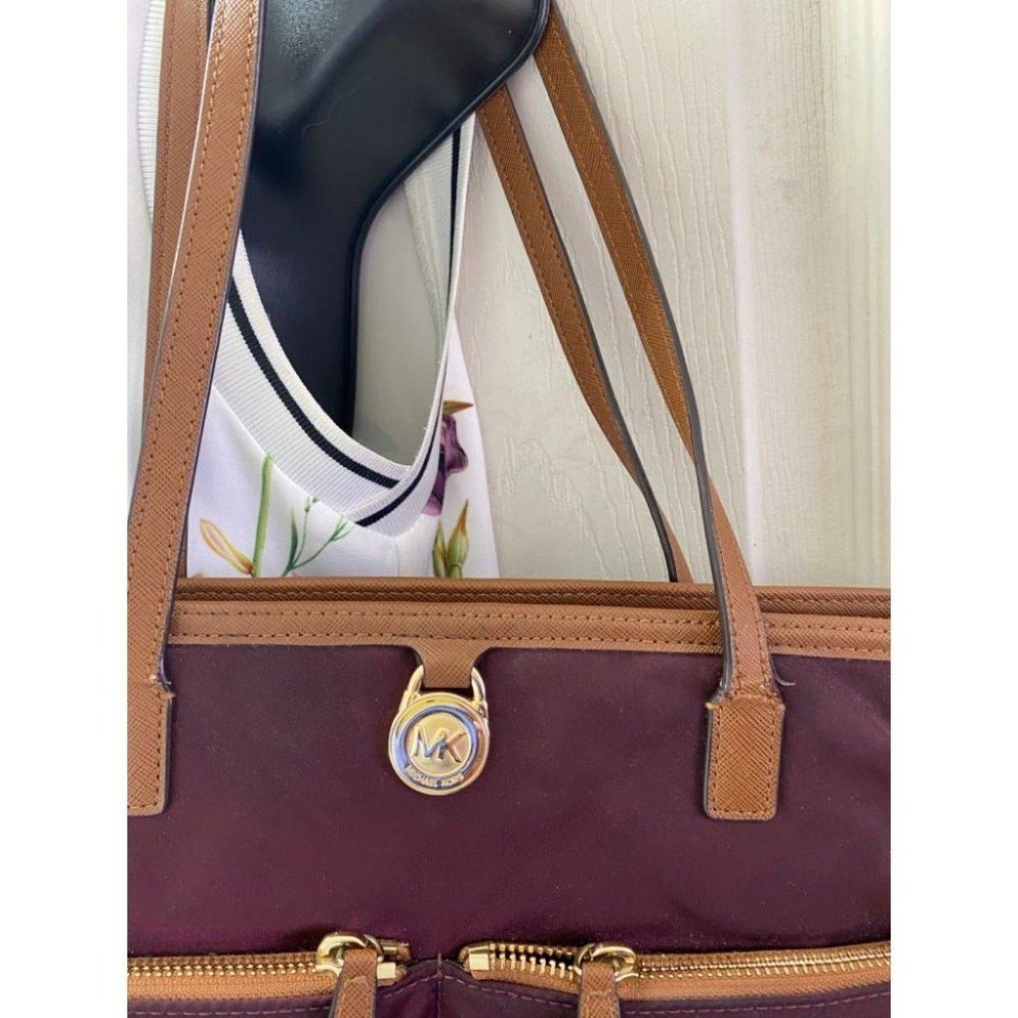Michael Kors Maroon Nylon Tote Bag
