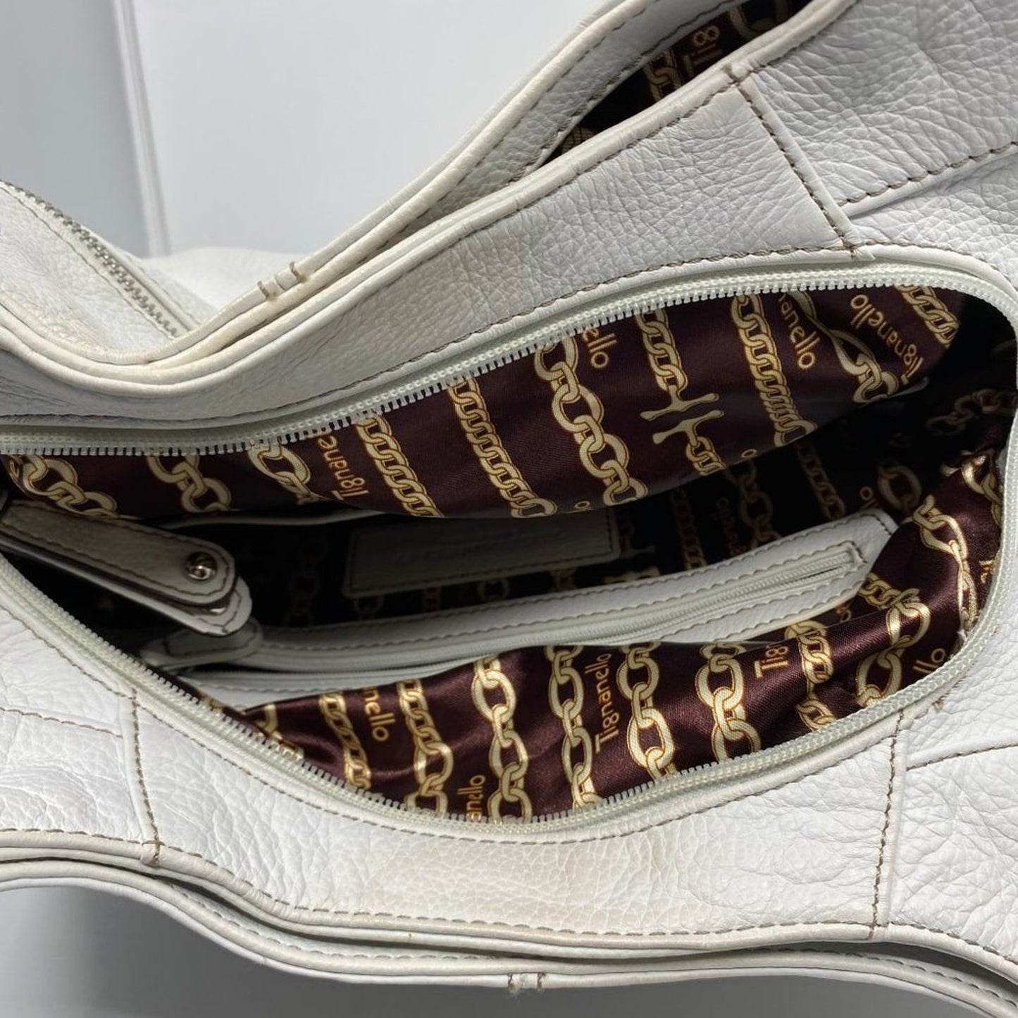 TIGNANELLO White Leather Shoulder Bag