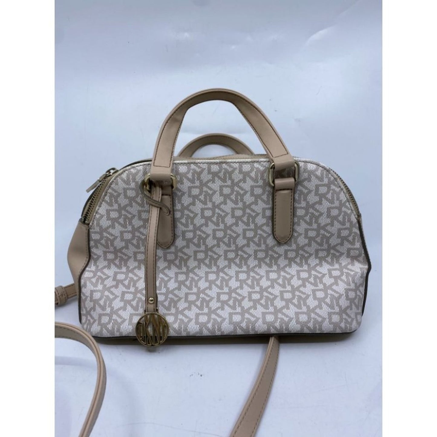 DKNY Tan Gray Faux Leather Crossbody Bag