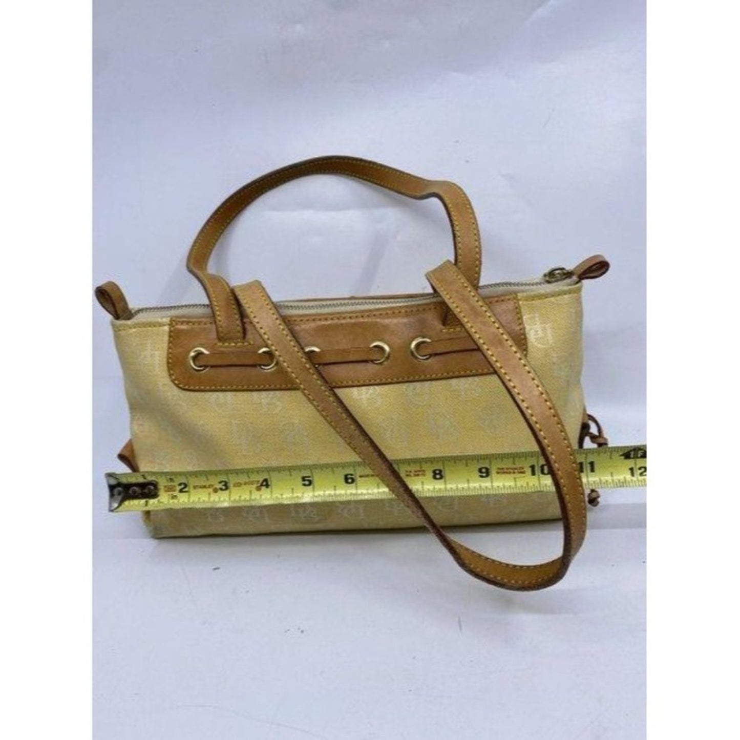 dooney and bourke fabric medium size yellow tan fa